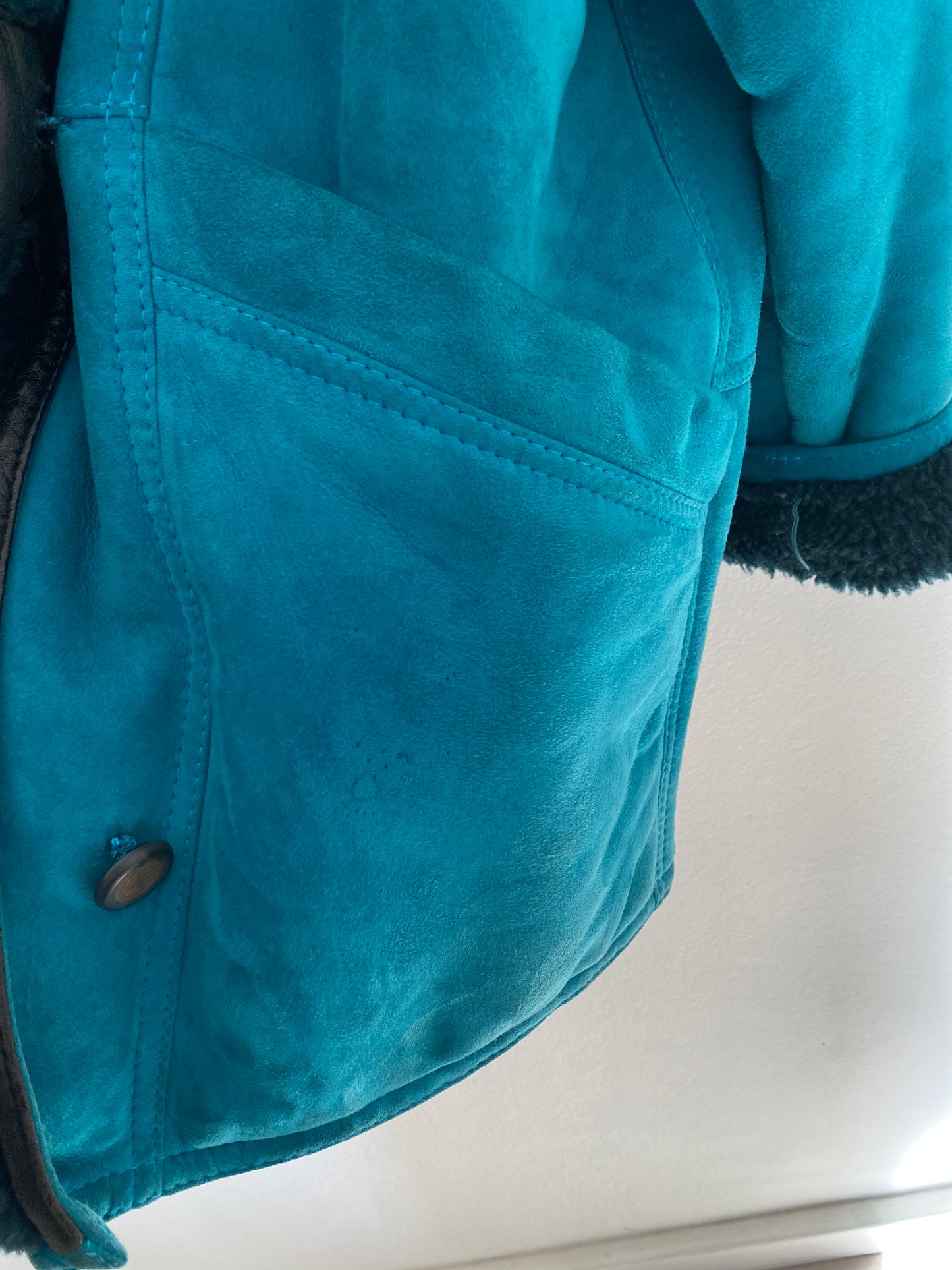 Teal shearling coat