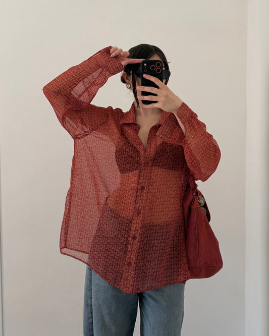 Sheer ditsy floral shirt