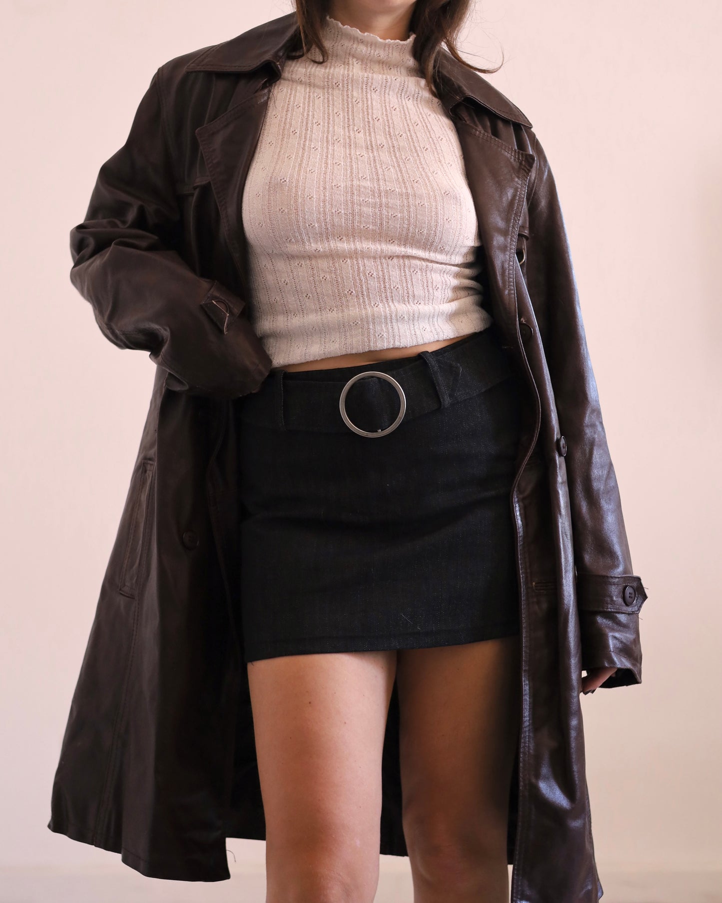 Belted mini skirt