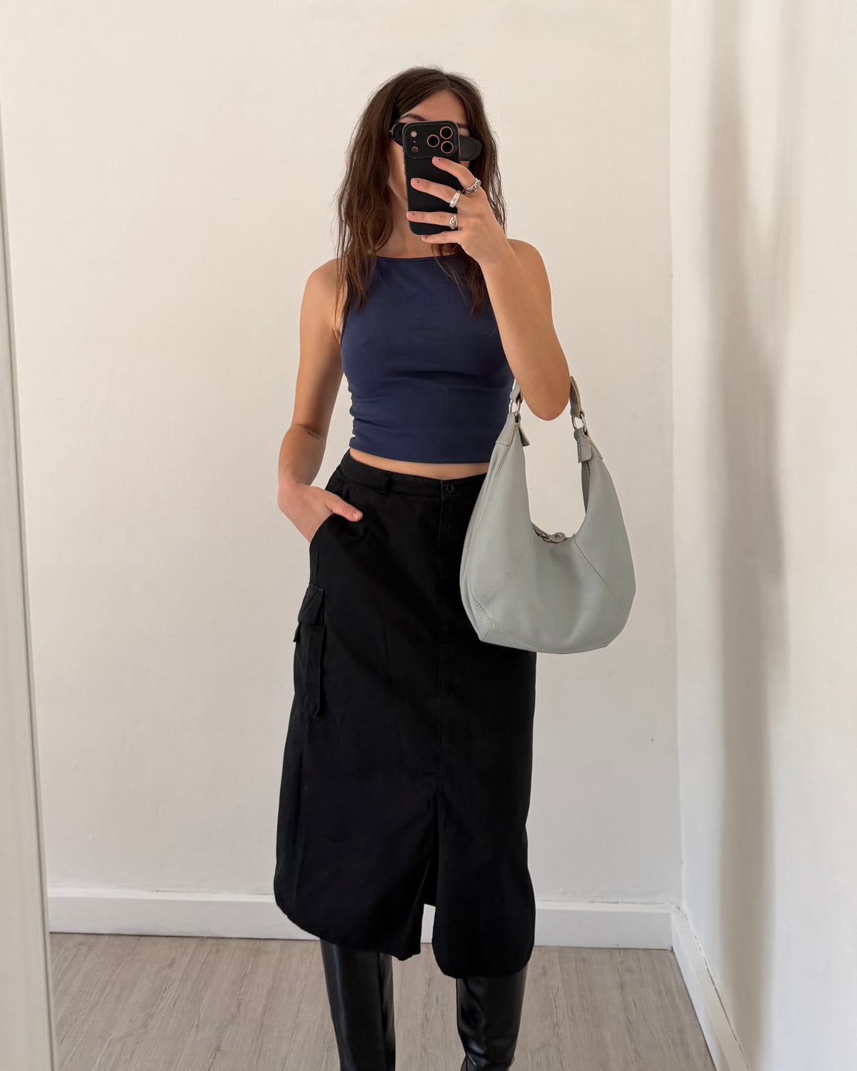 00s black cargo skirt
