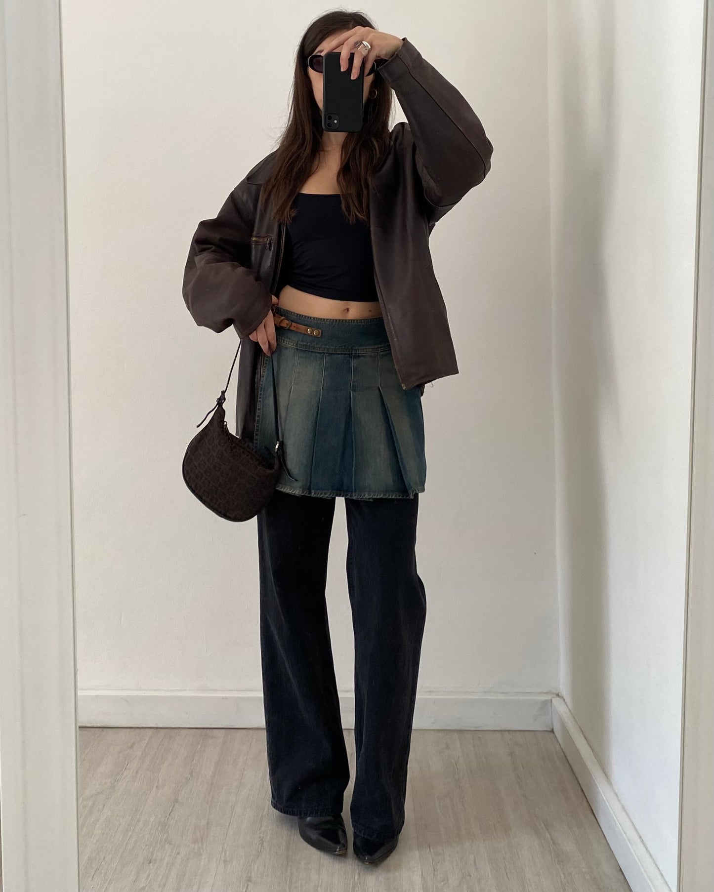 00s denim pleated skirt by Guess