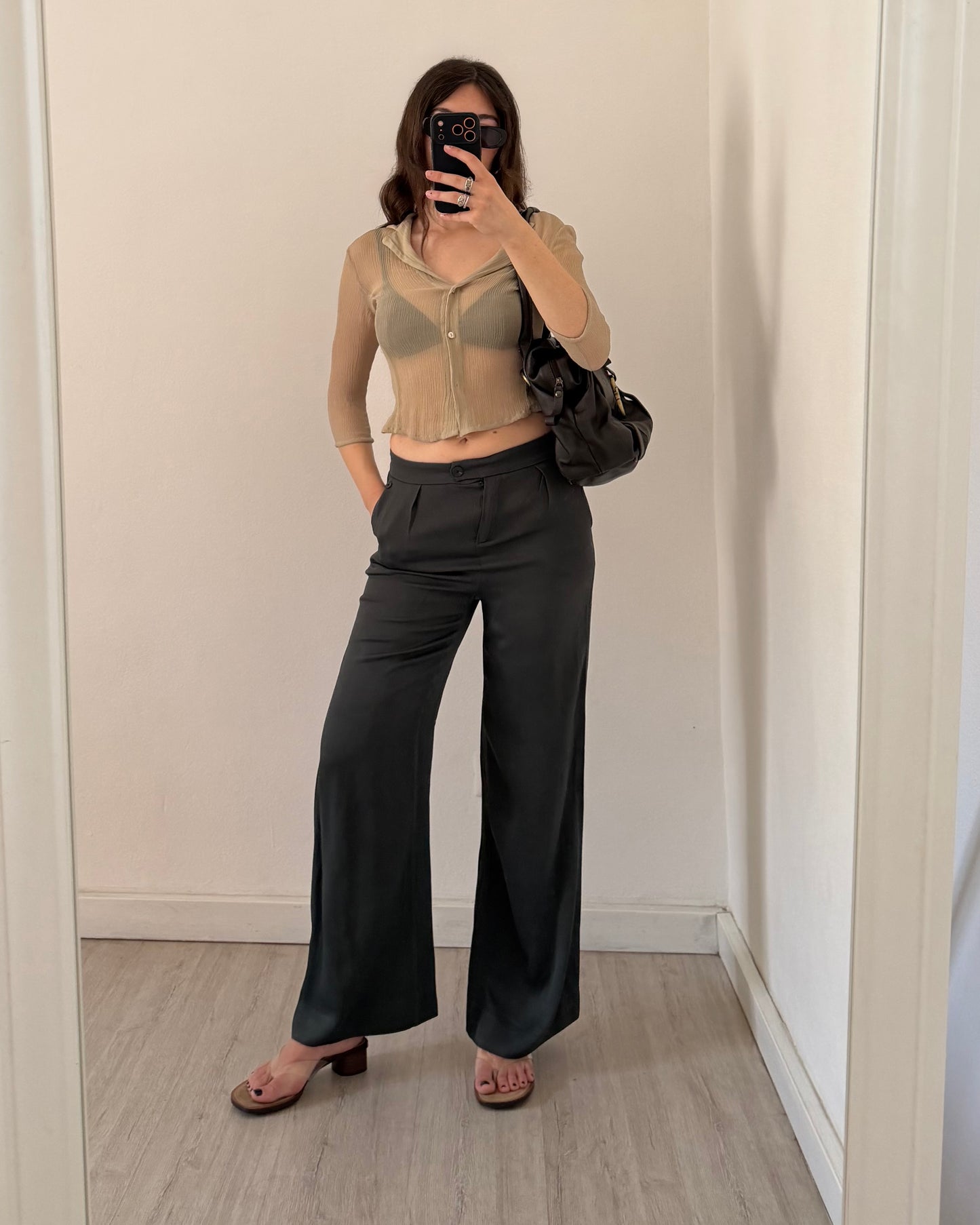 Viscose wide leg trousers