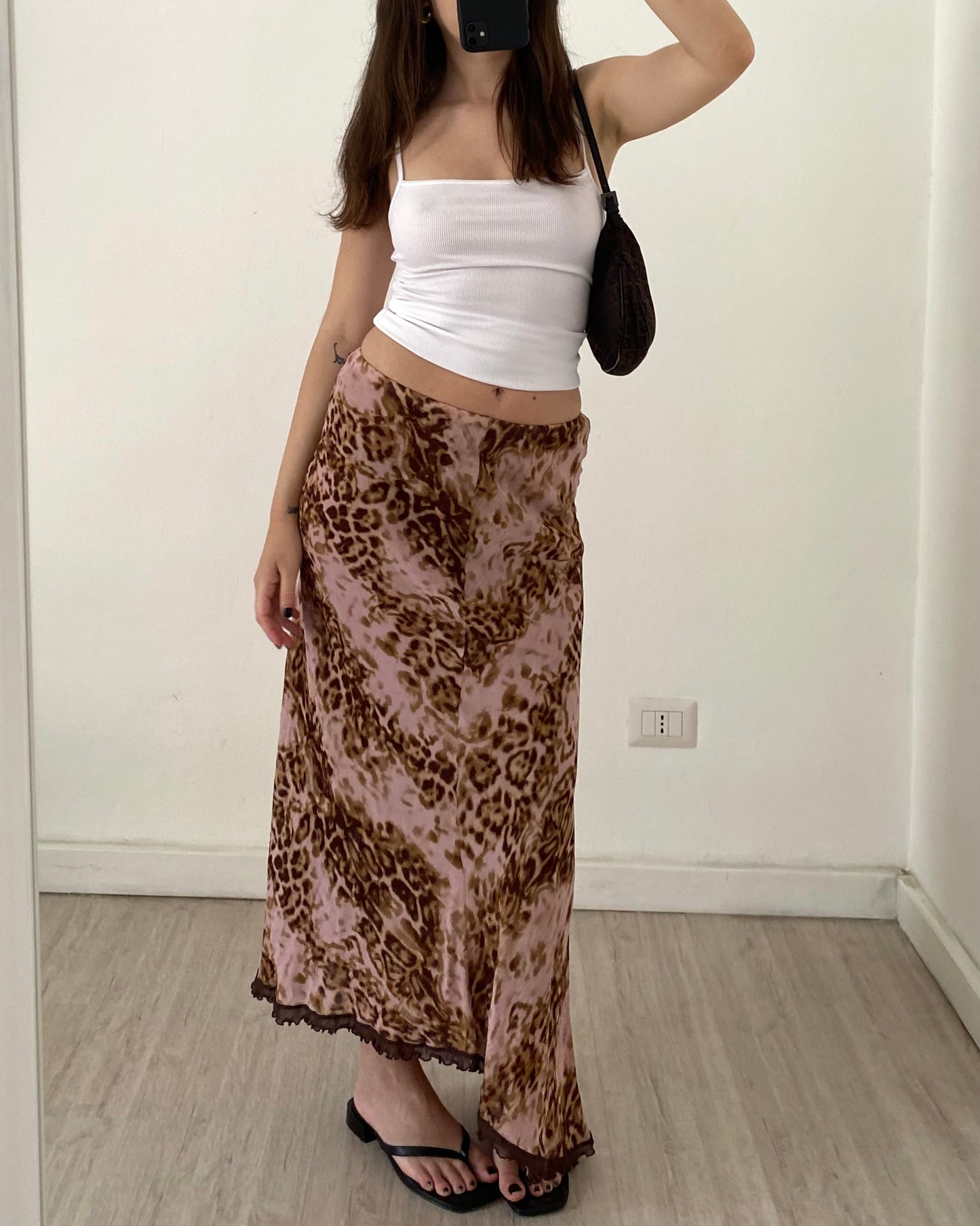 Leopard print long skirt