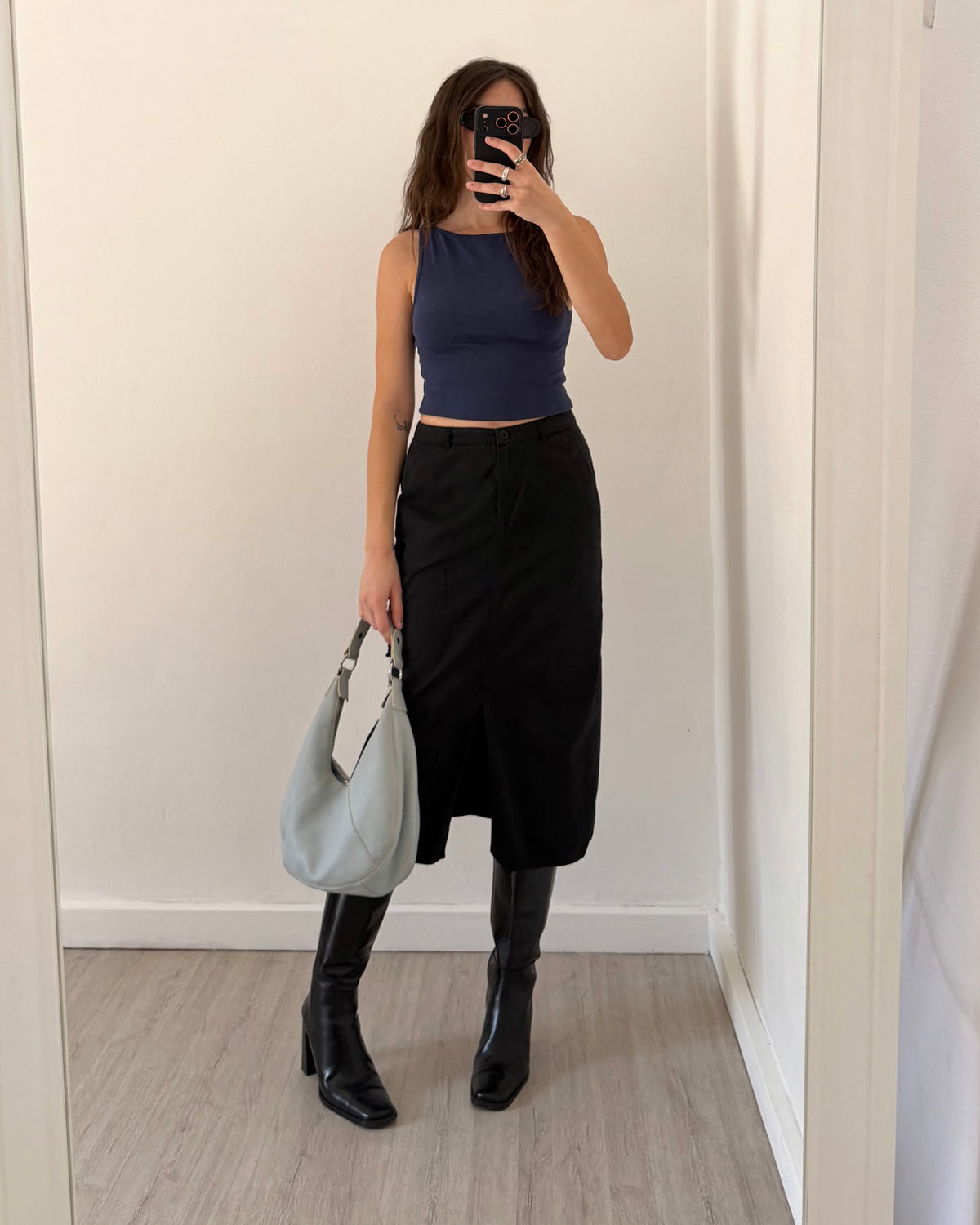 00s black cargo skirt