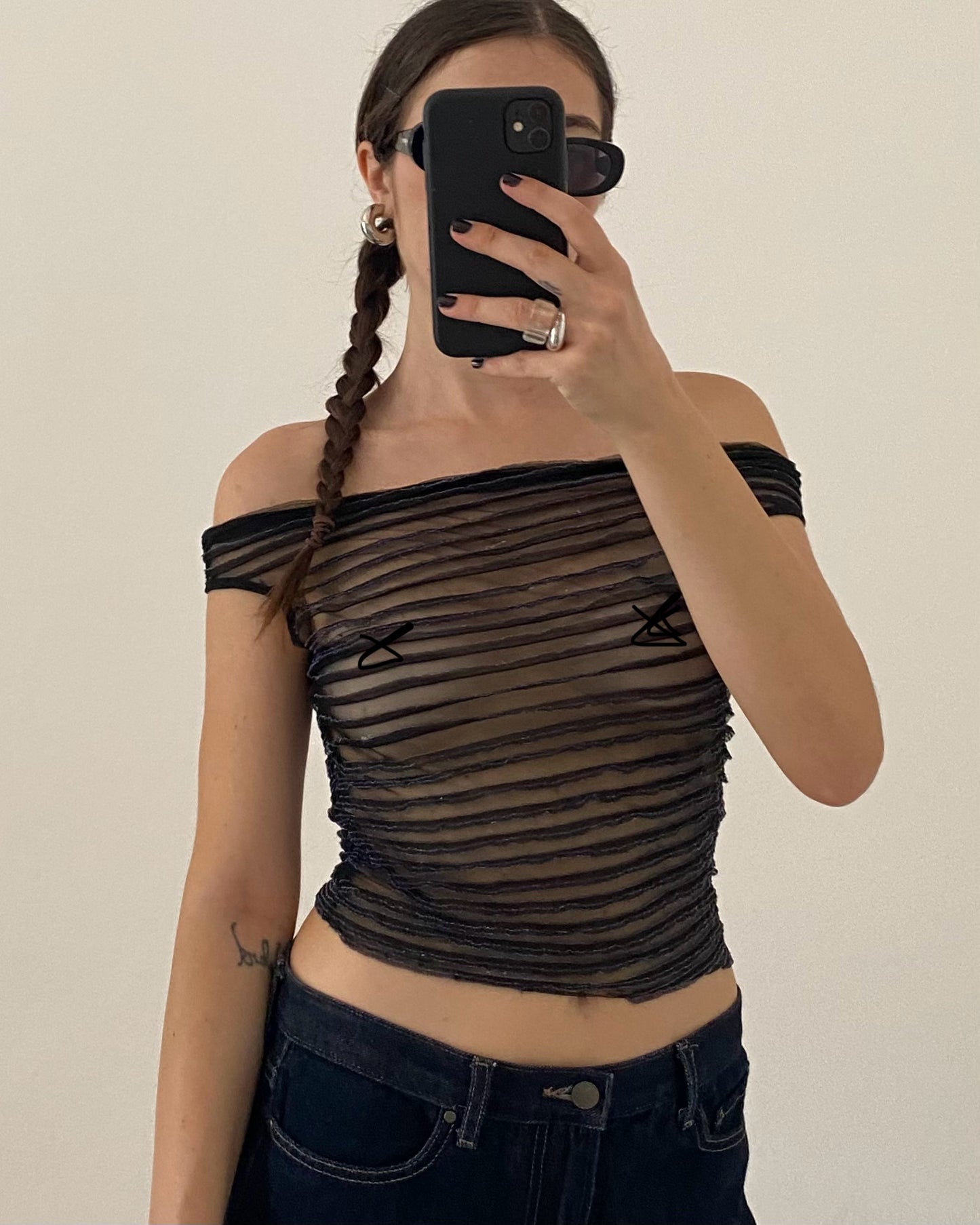 00s sheer top with lurex details