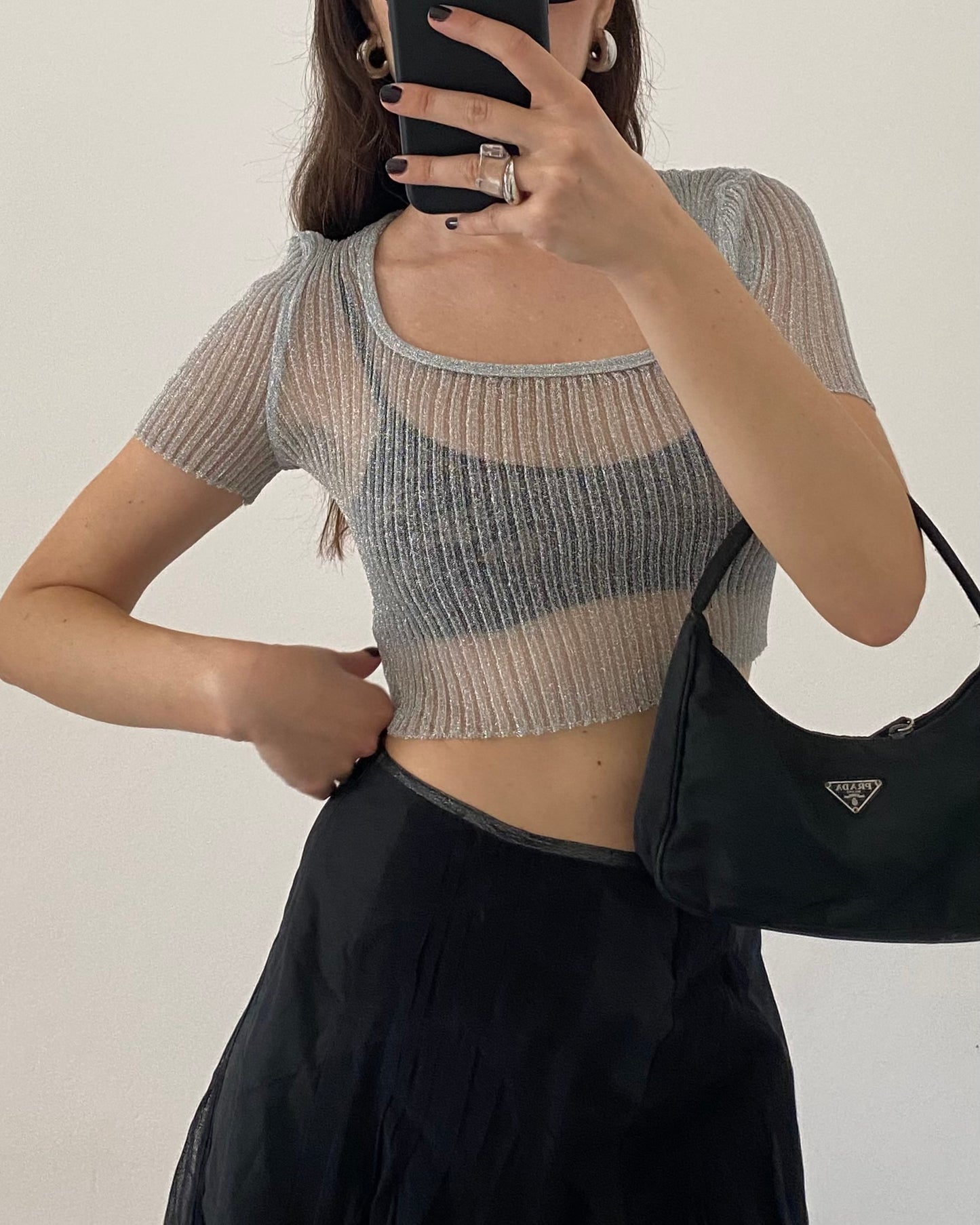 90s silver lurex top