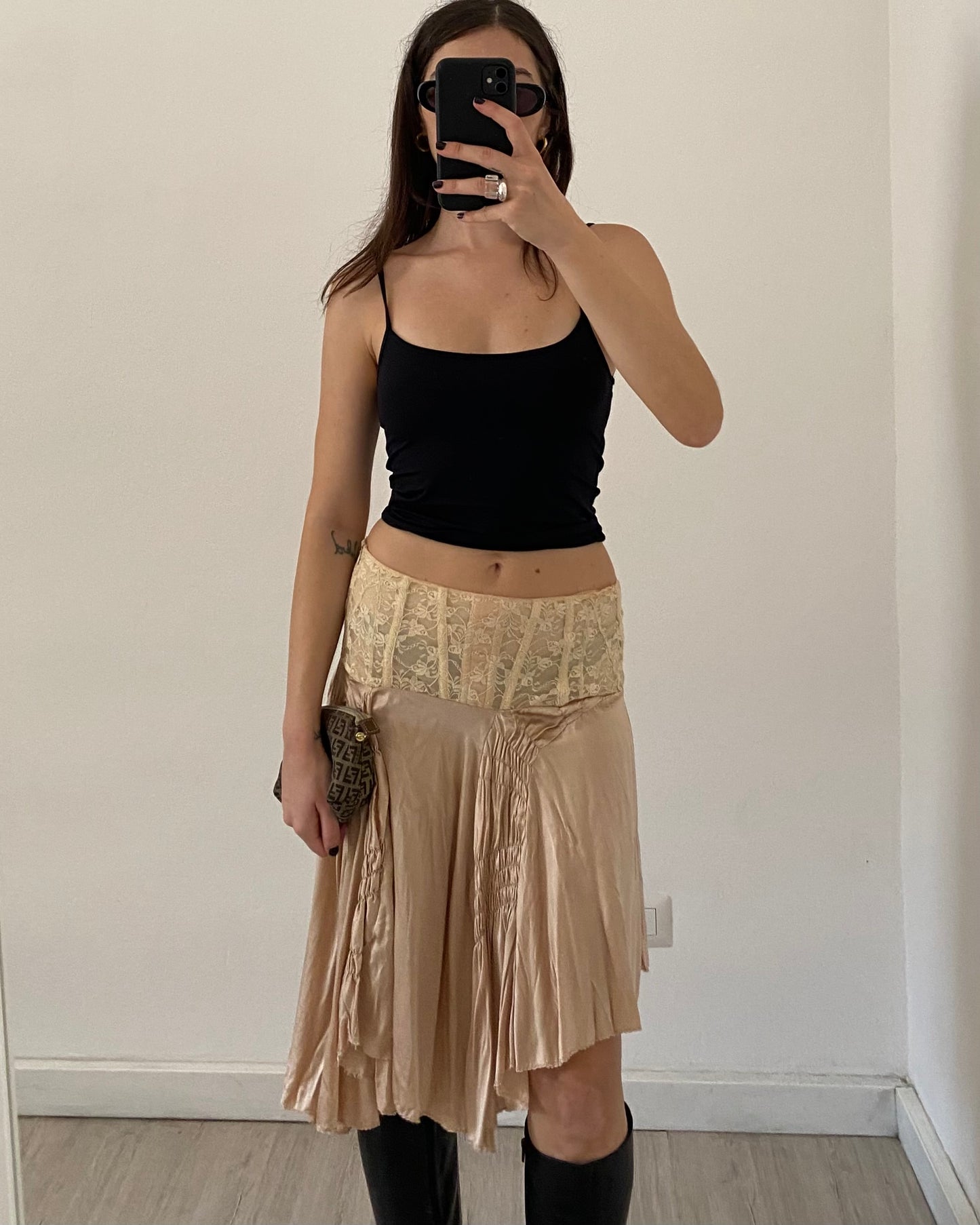 Silk draped skirt