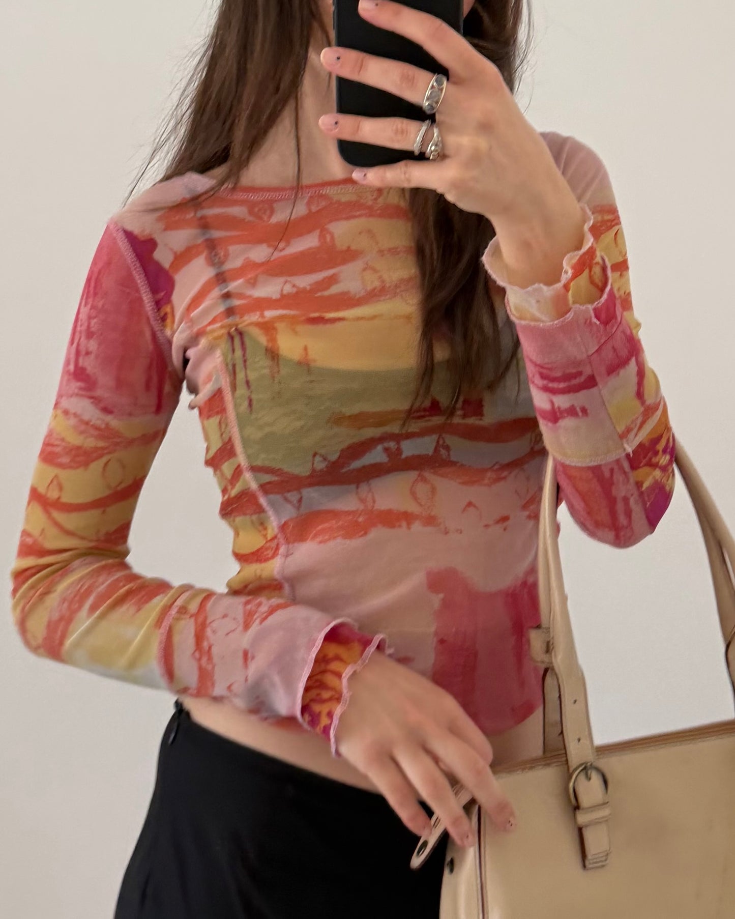 Sheer graphic print top