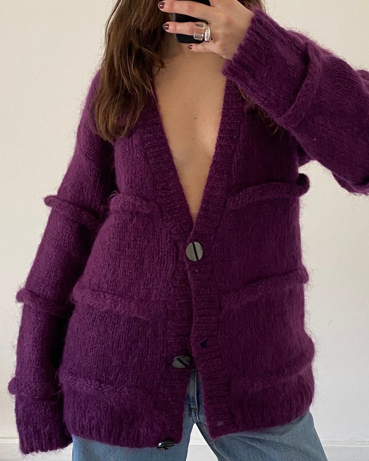 Chunky mohair wool cardigan