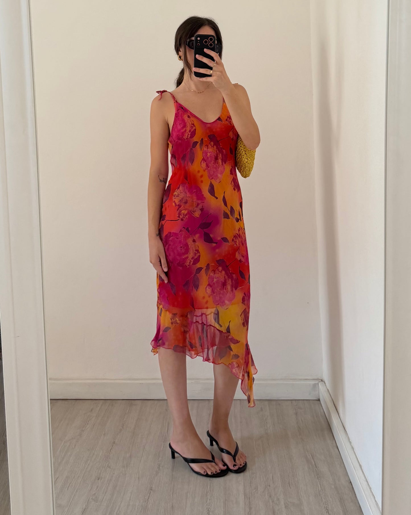 Pure silk asymetric dress