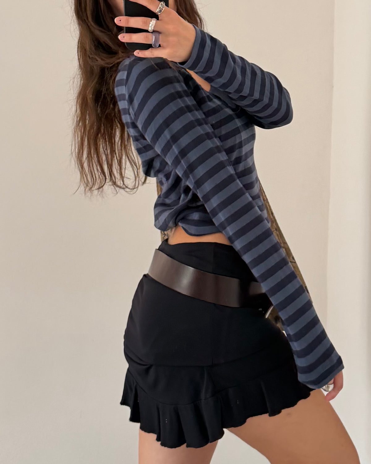 Striped long sleeves top