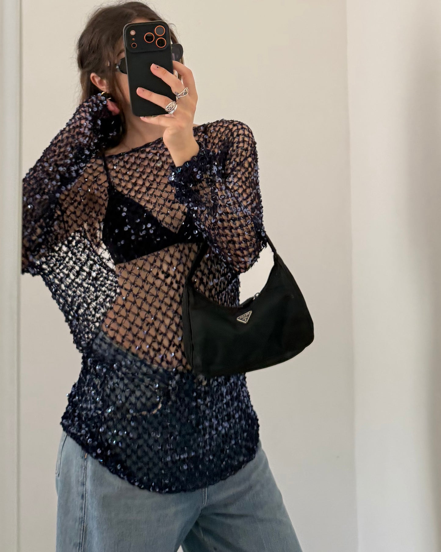 Sequins buttoned top