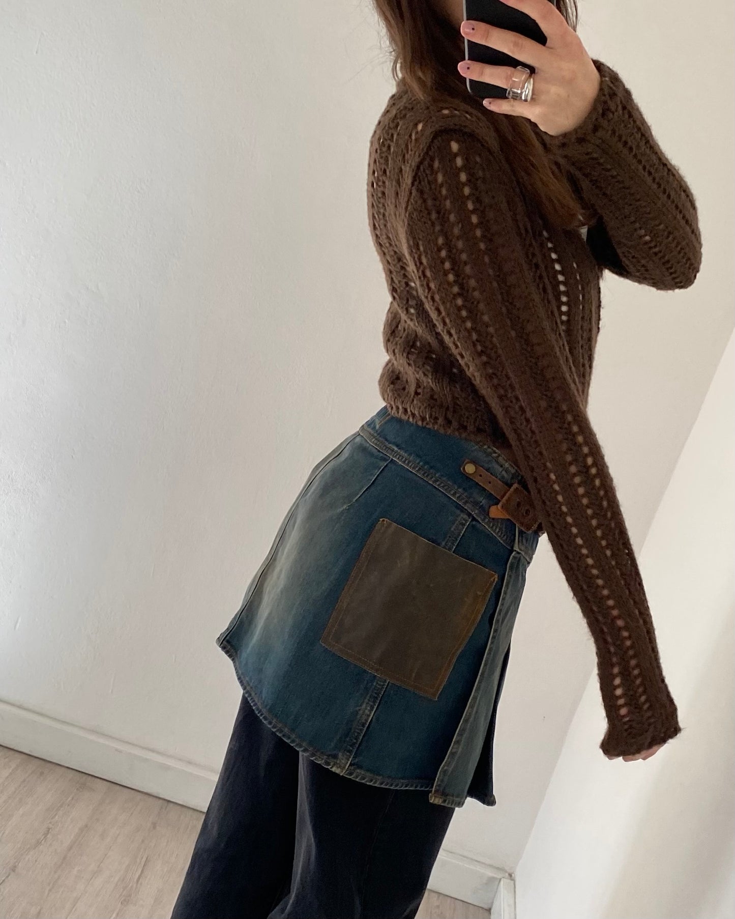 Openwork wool wrap top