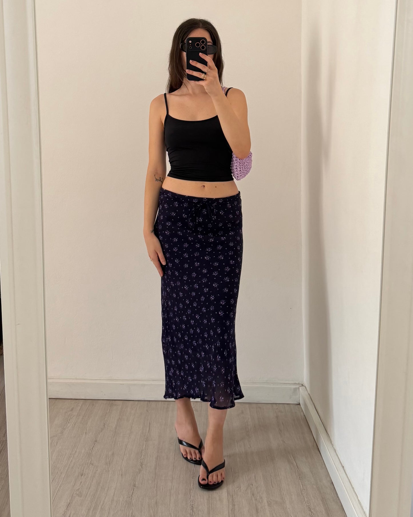 00s ditsy floral longuette skirt