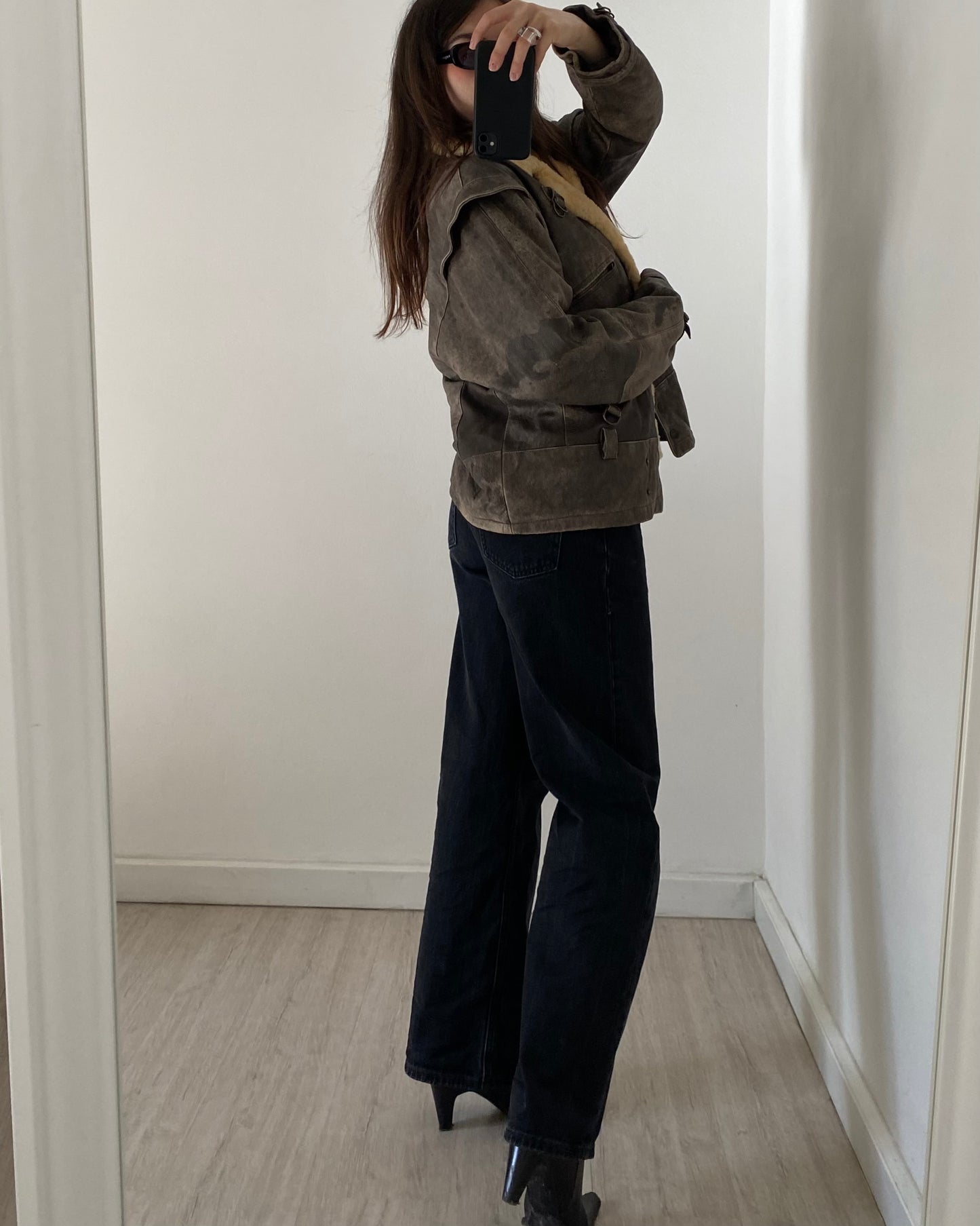 90s distressed leather jacket