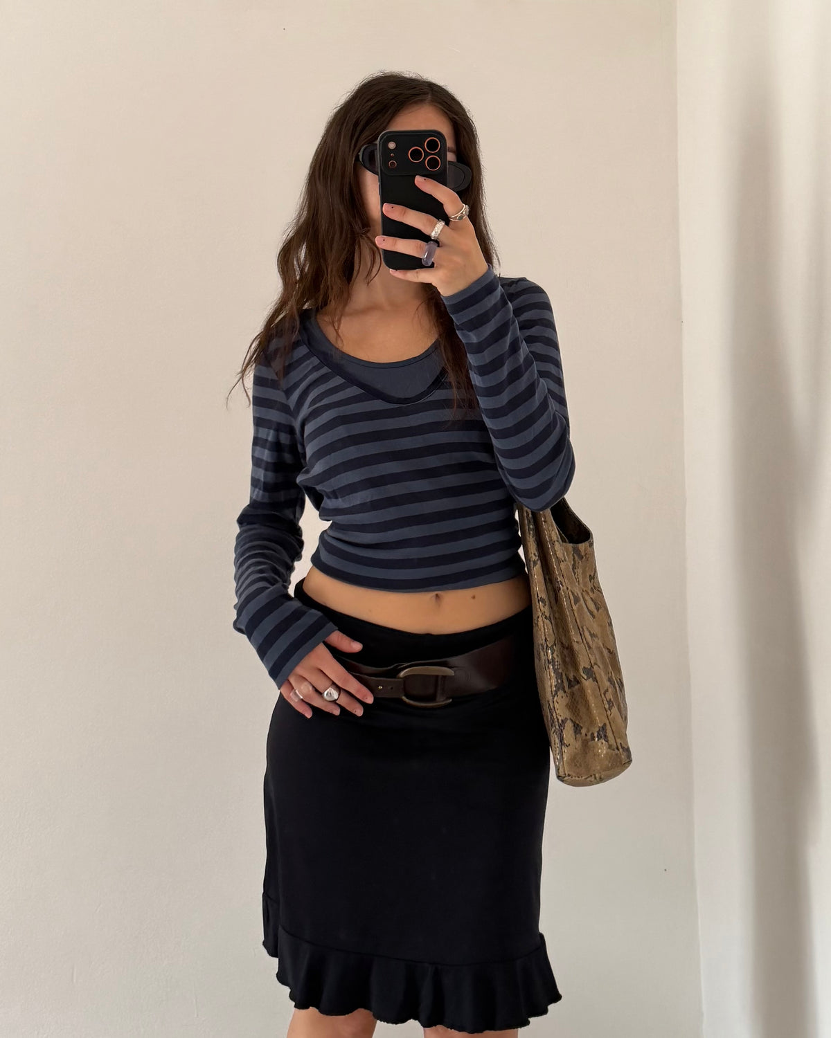 Striped long sleeves top