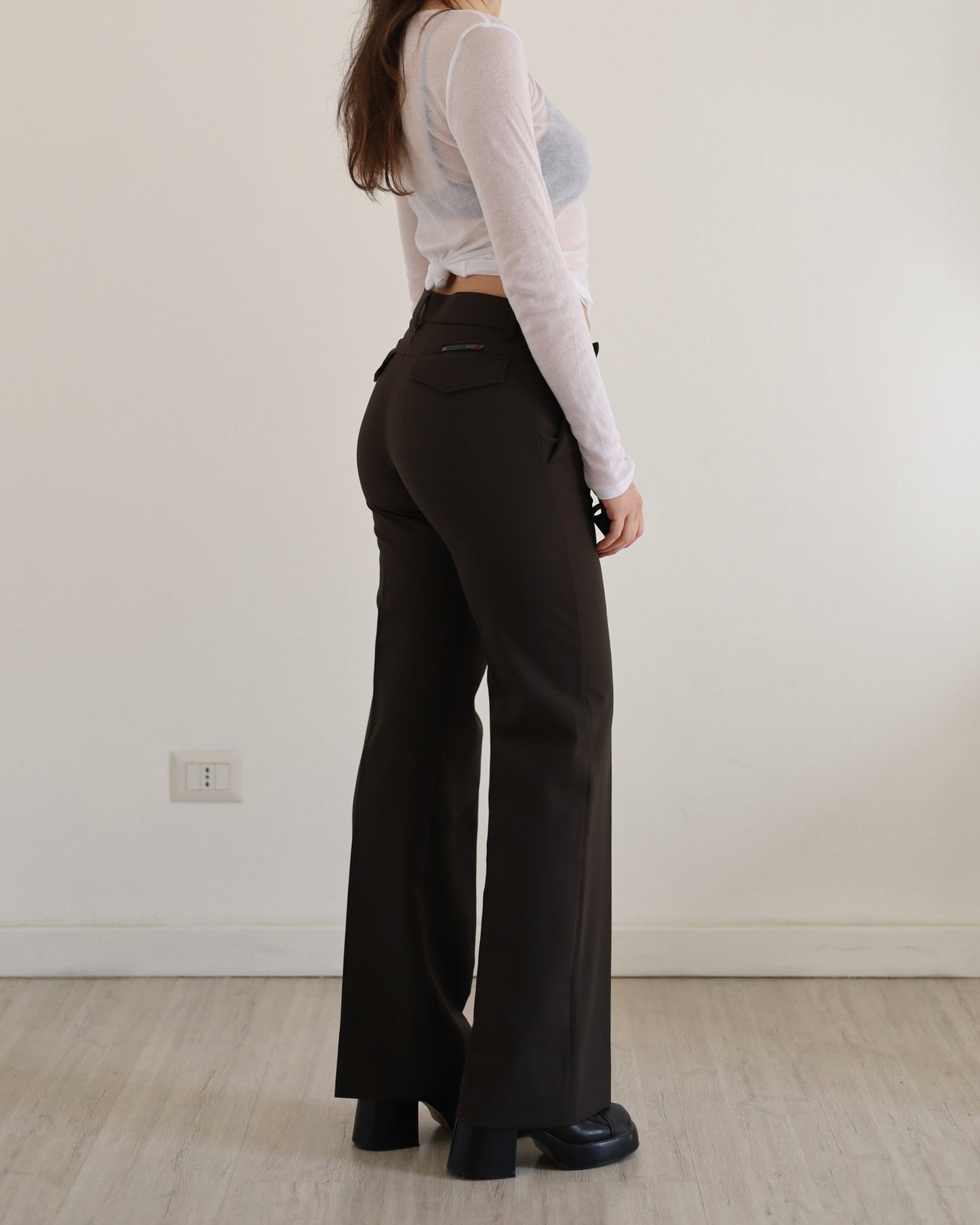 Y2k brown tailored trousers