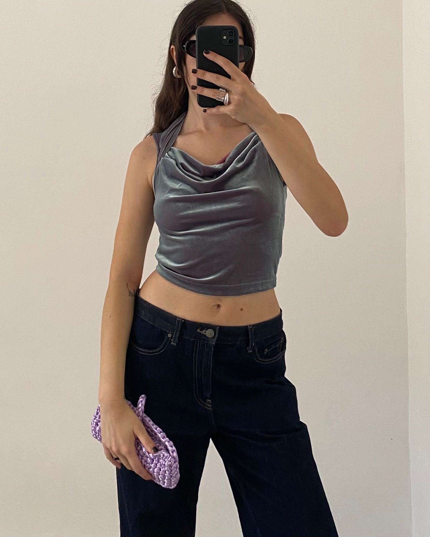 Iridescent velour top