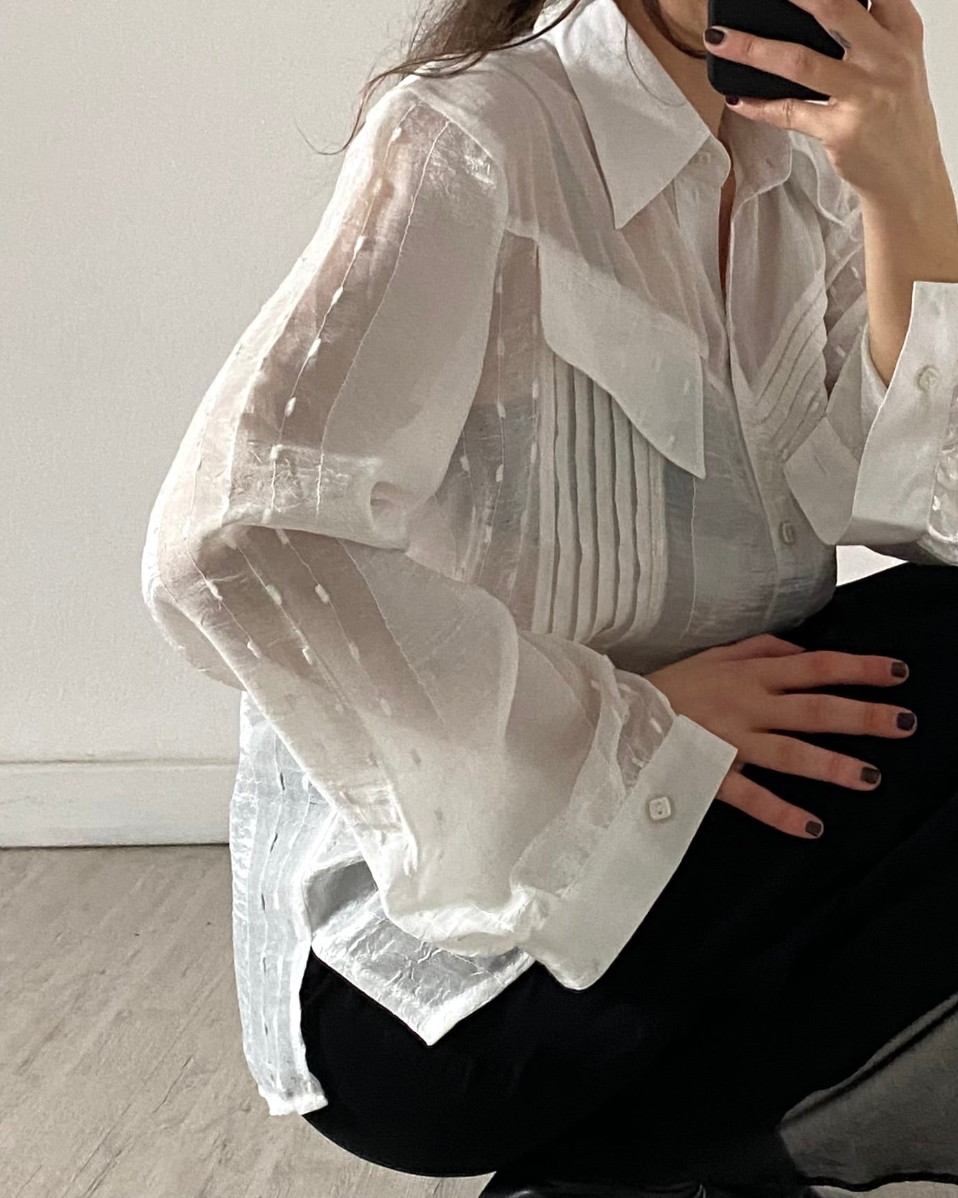 White sheer shirt