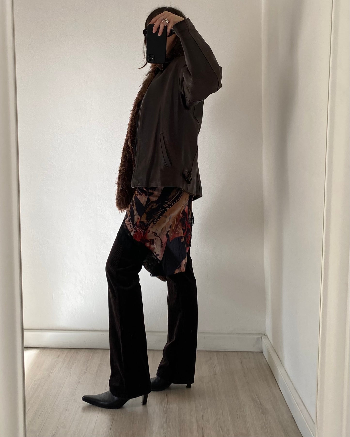 Brown cord flare trousers