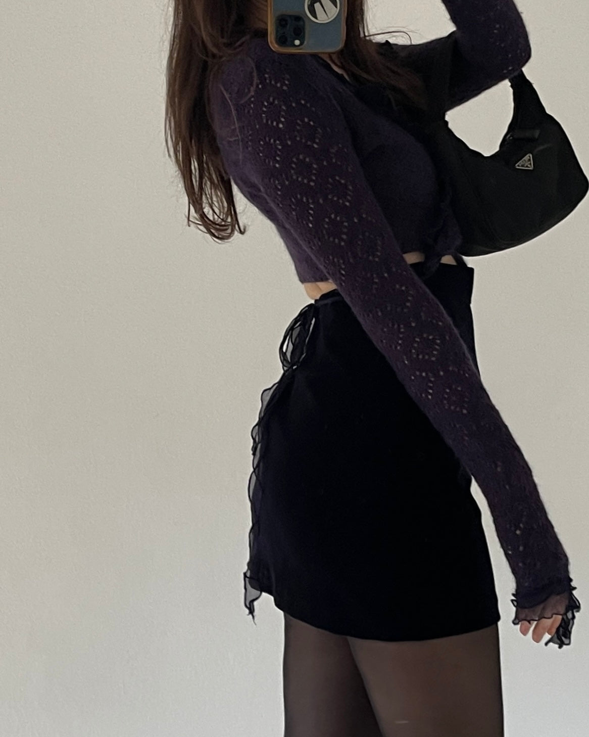 Midnight blue velvet skirt