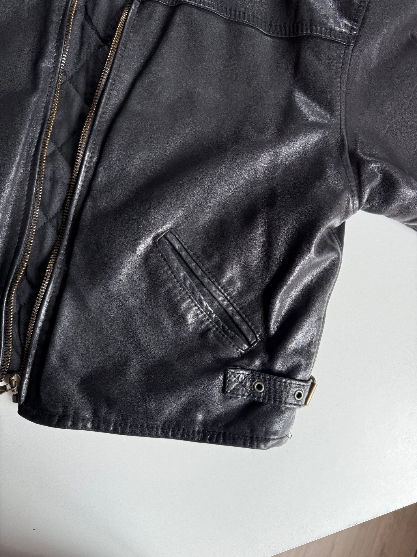 Leather bomber jacket