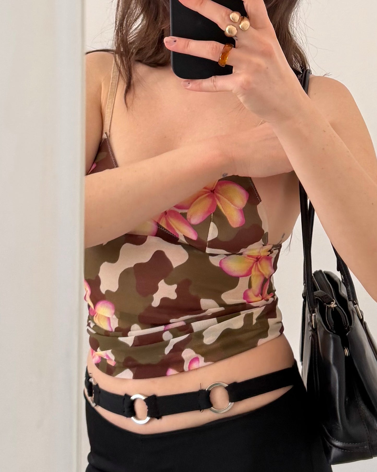 Micro mesh floral top