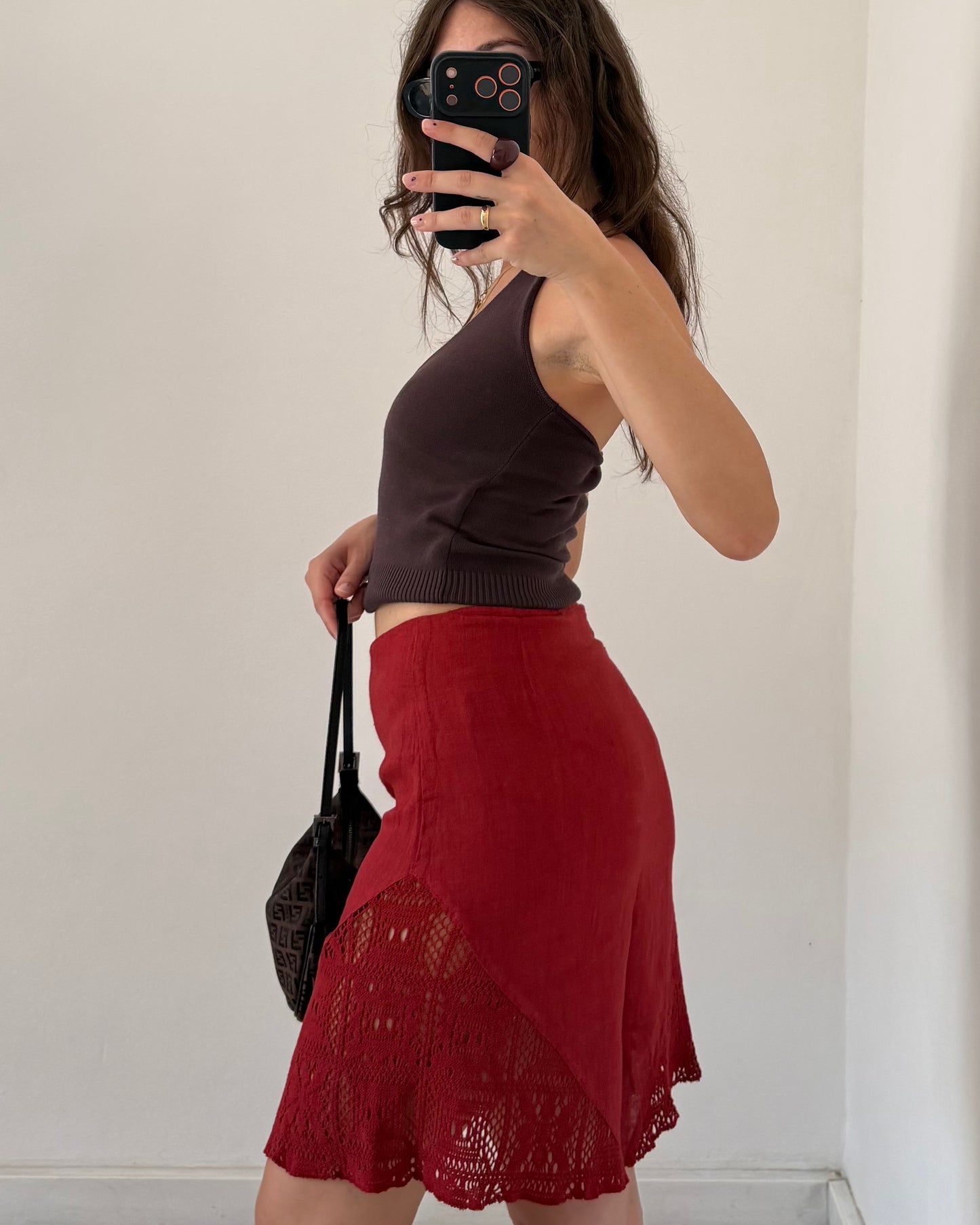 Silk linen skirt