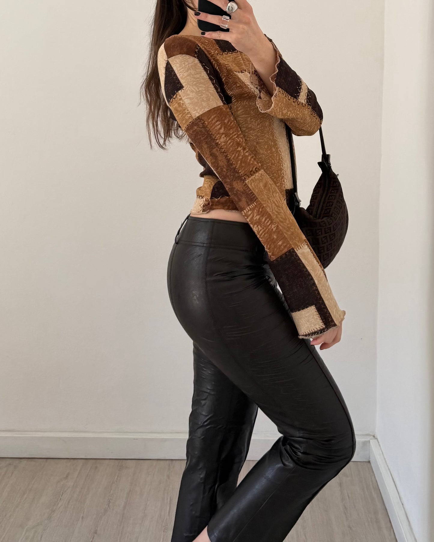 Faux leather brown pants
