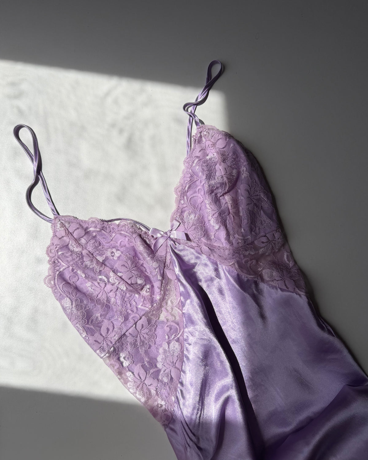 Lilac satin slip dress