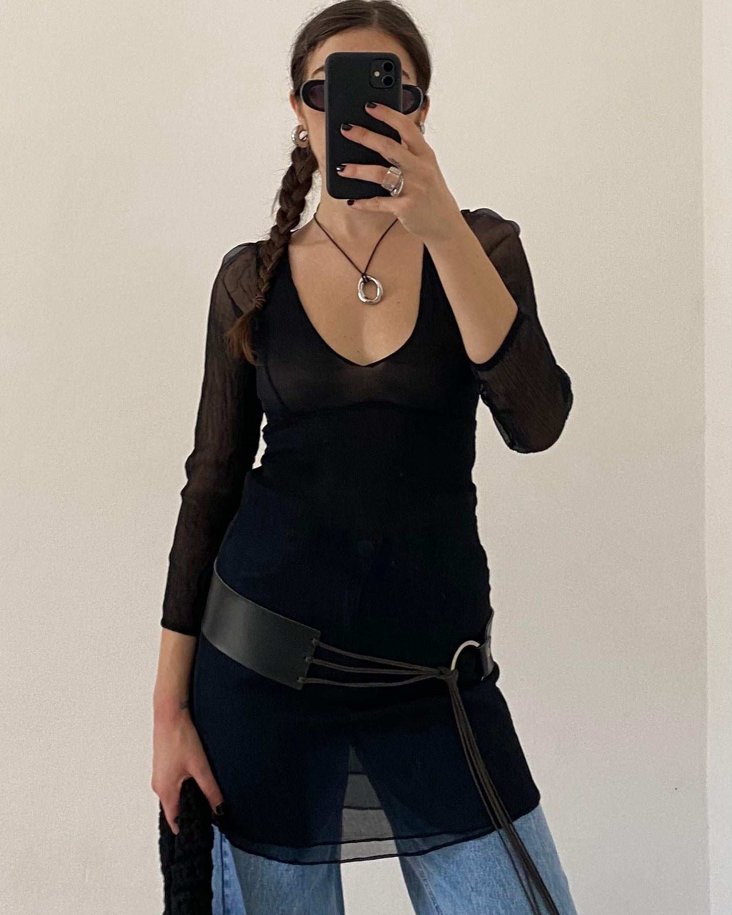 Silk embroidered mini dress