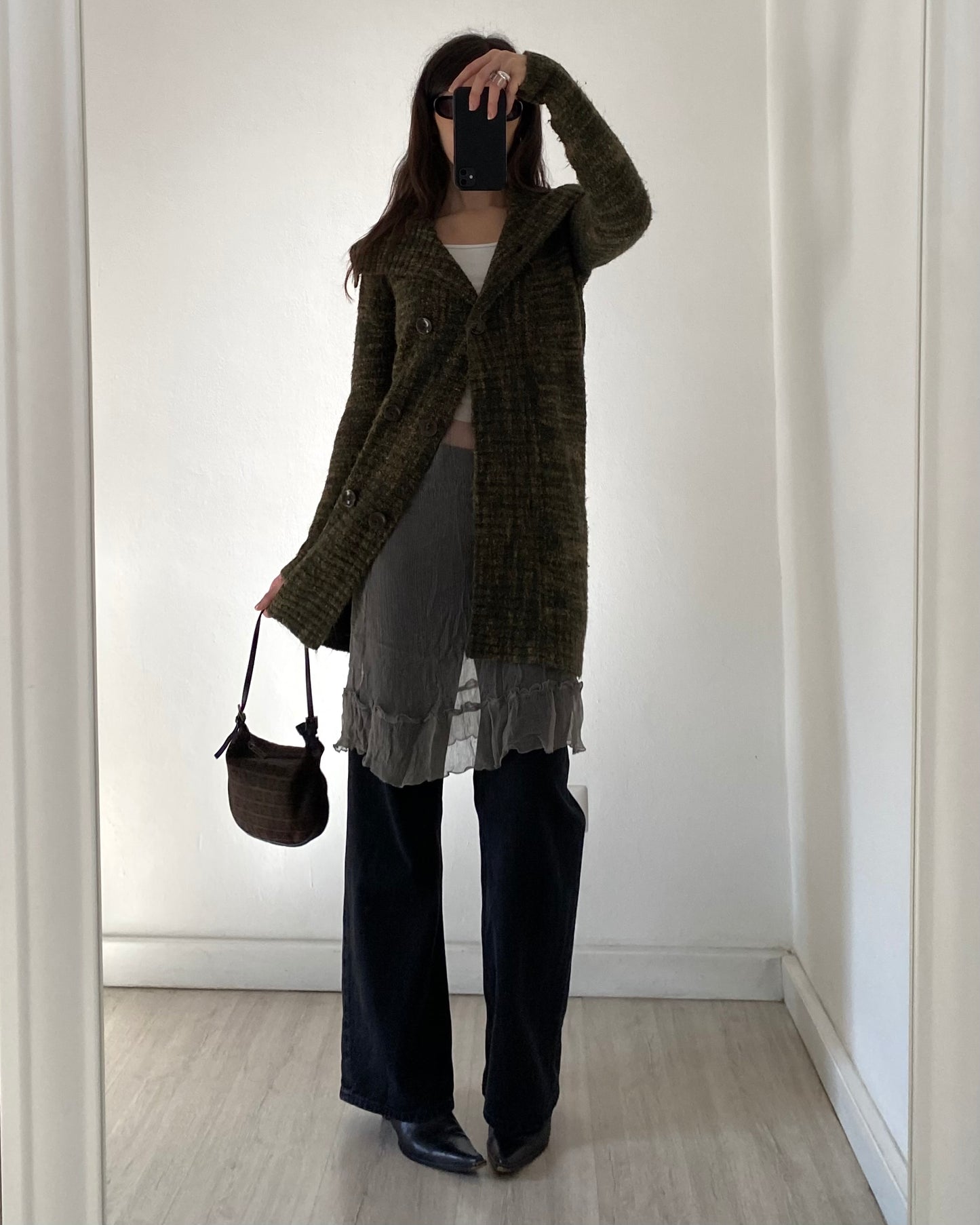 Long knitted cardigan