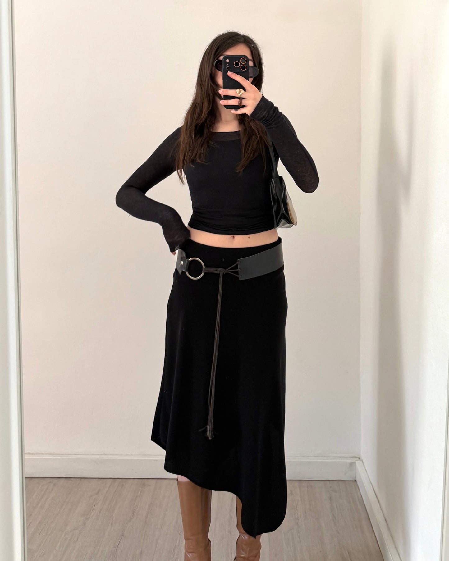 00s black asymmetric skirt