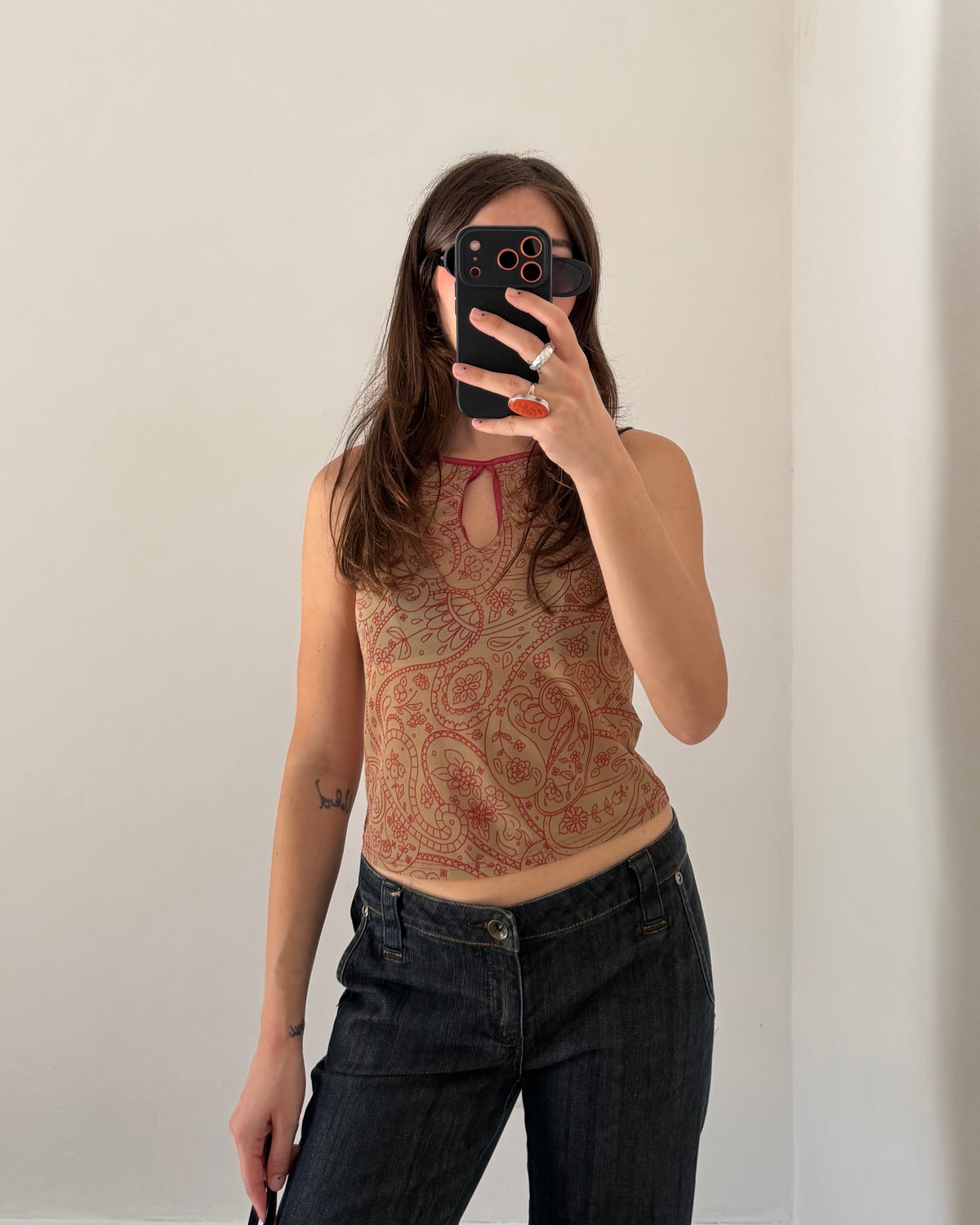 00s sheer printed top