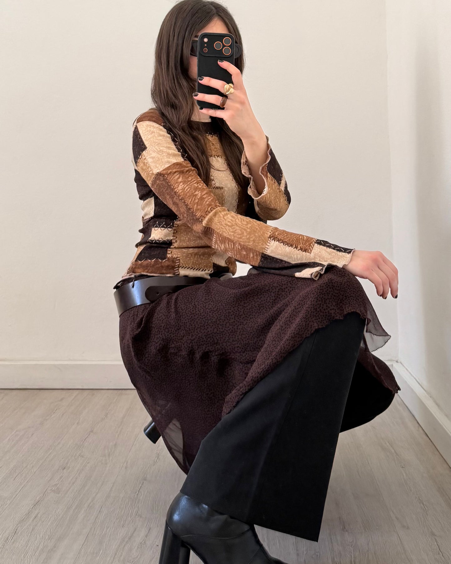 Patchwork micro mesh top