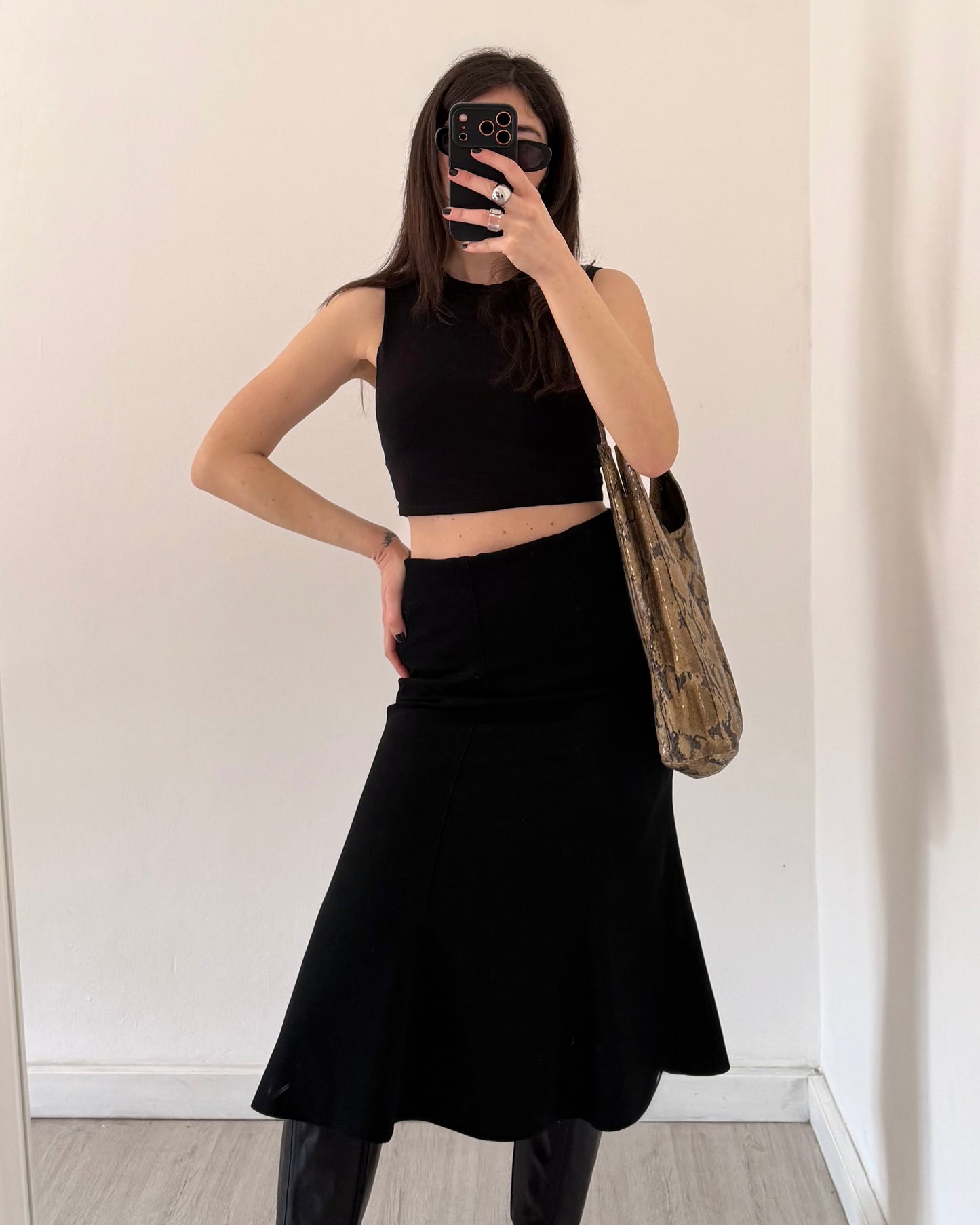 Black midi skirt