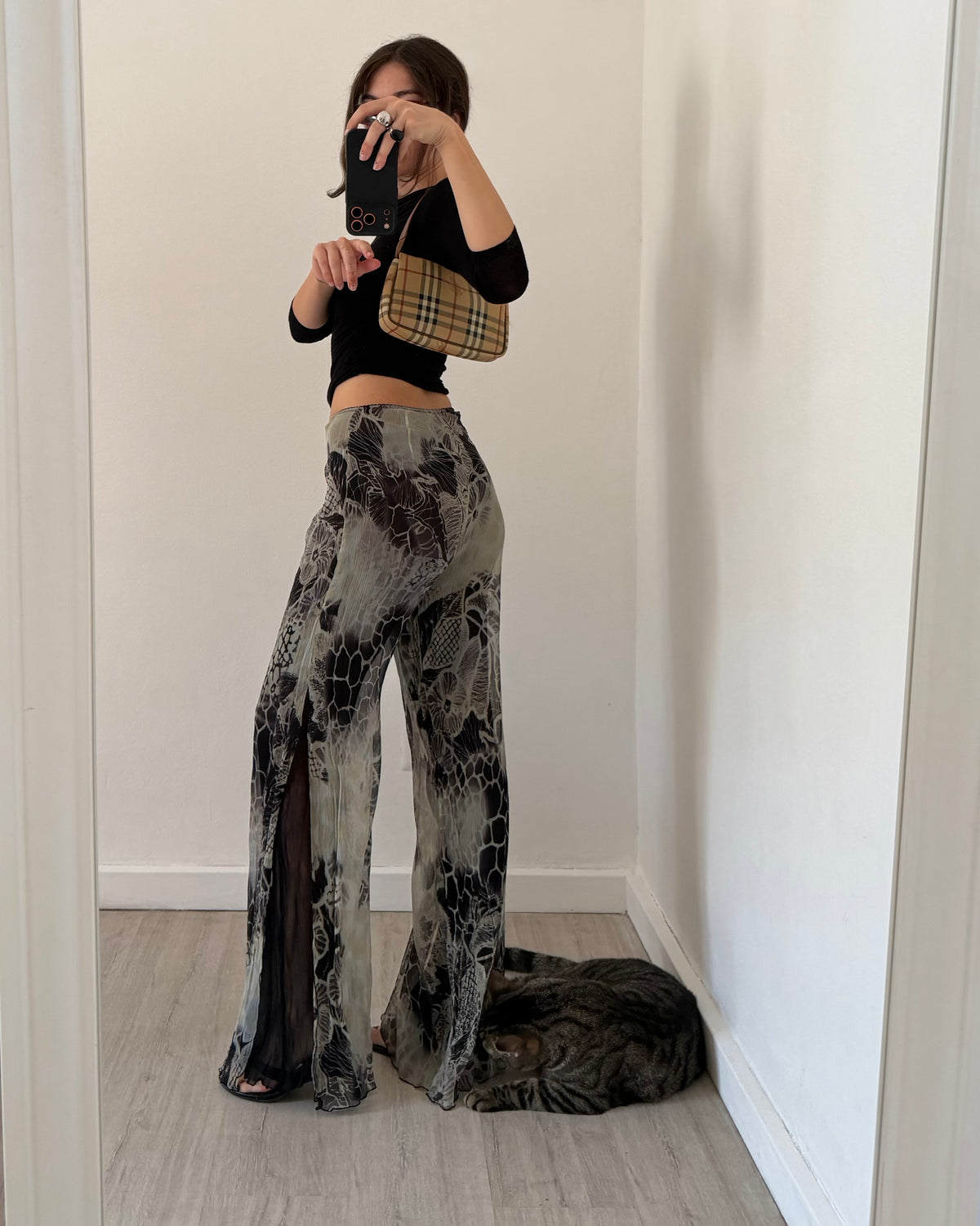 Silk flare trousers