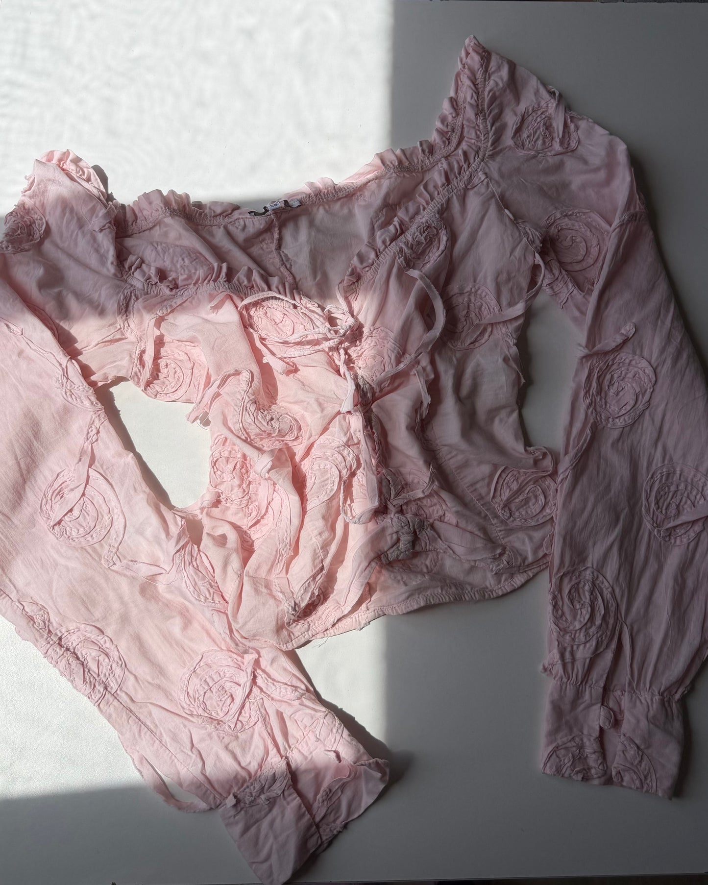 Embroidered baby pink shirt