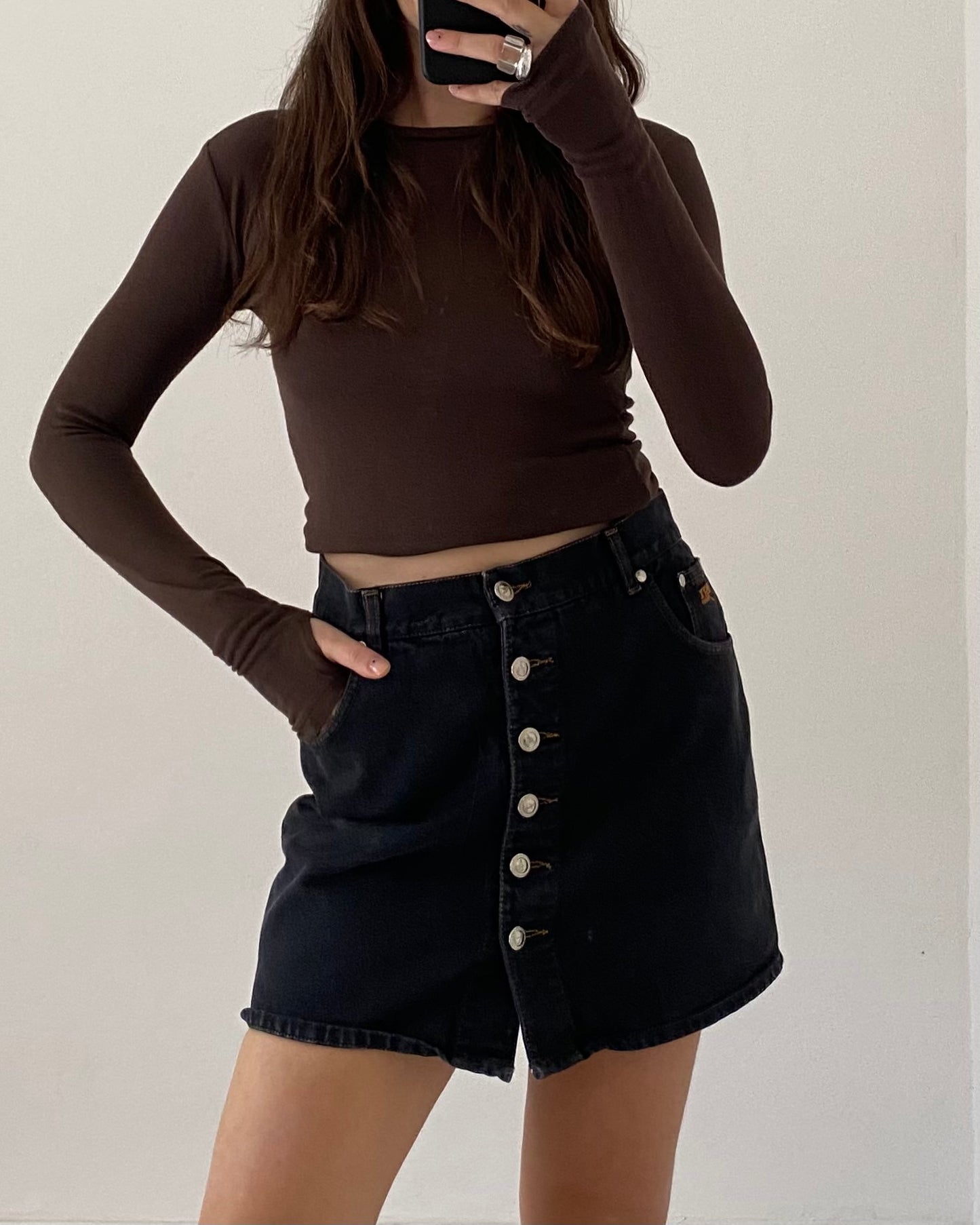 00s buttoned denim skirt