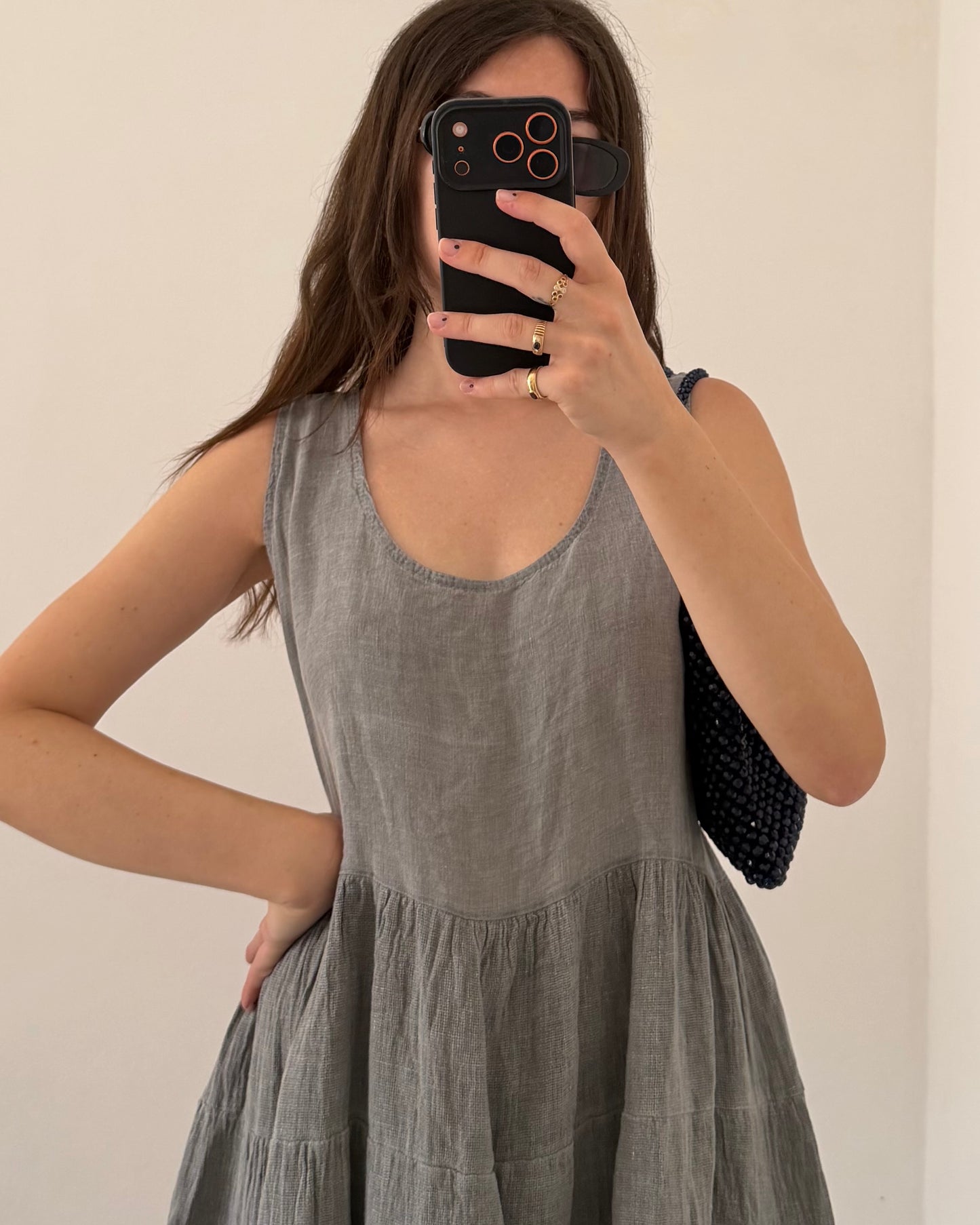 Linen cut out dress