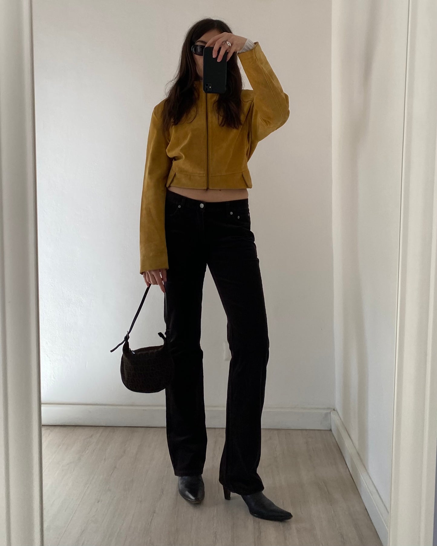 Brown cord flare trousers