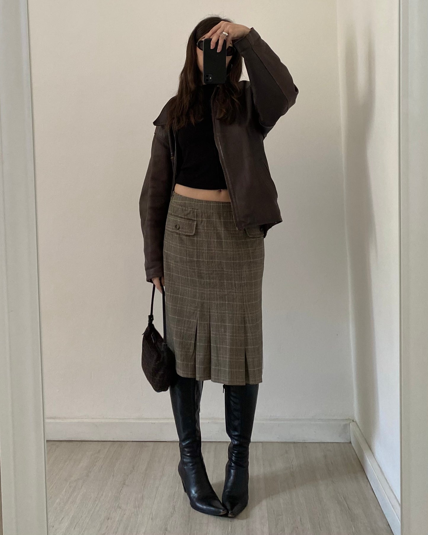Max Mara check midi skirt