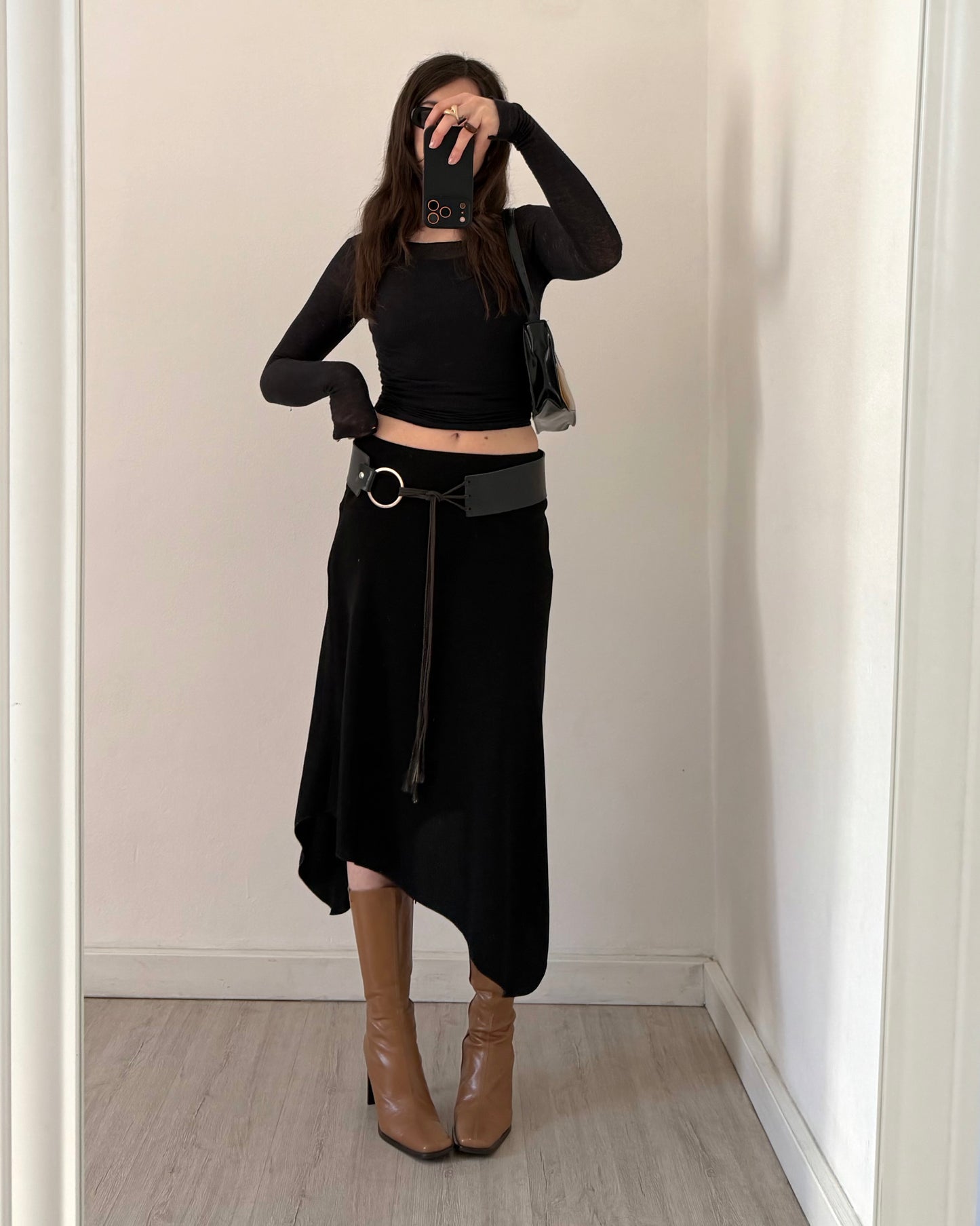 00s black asymmetric skirt