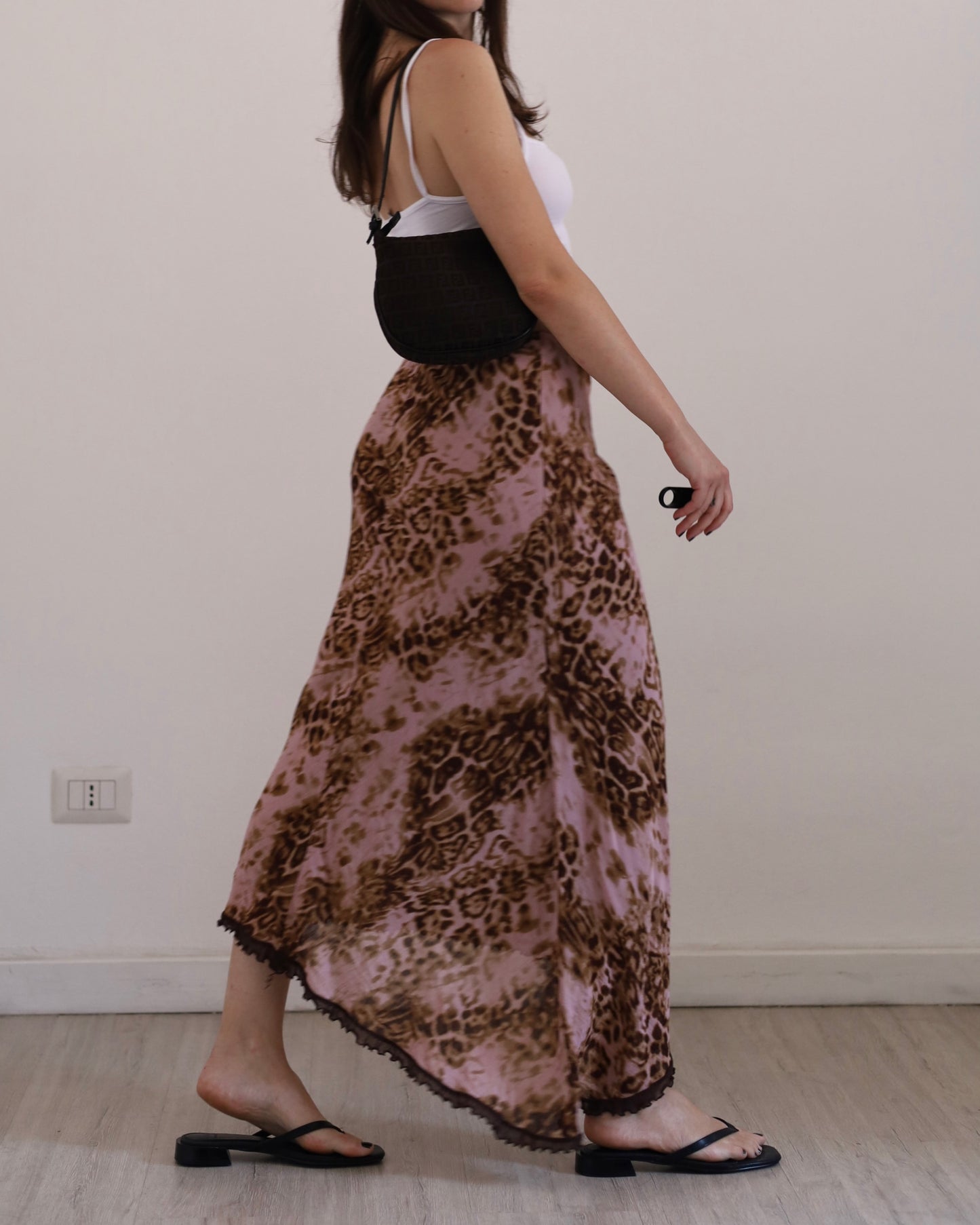 Leopard print long skirt