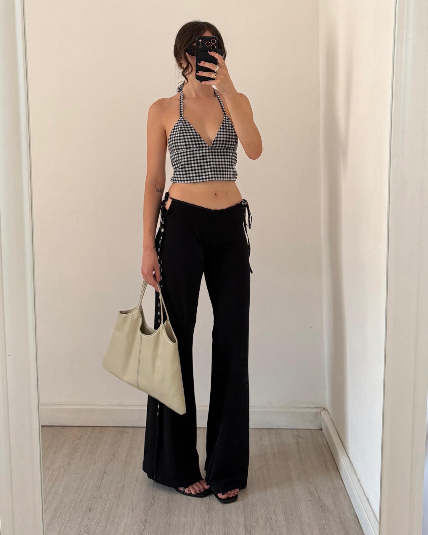 Gingham plunge top