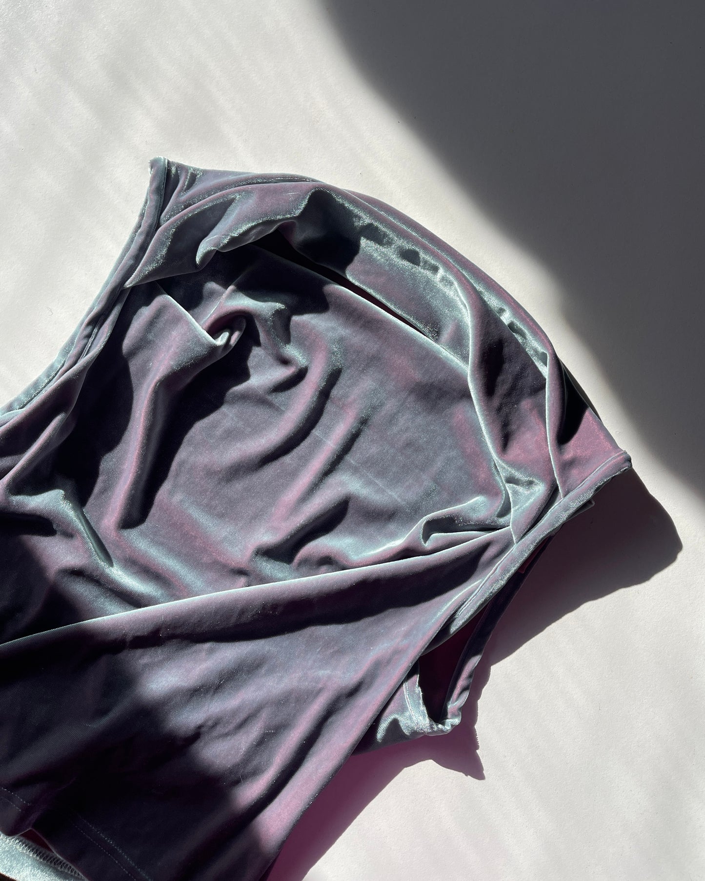 Iridescent velvet top