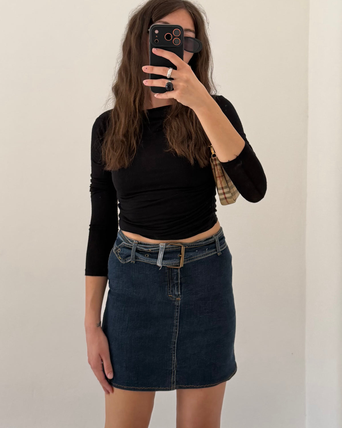 Belted mini skirt