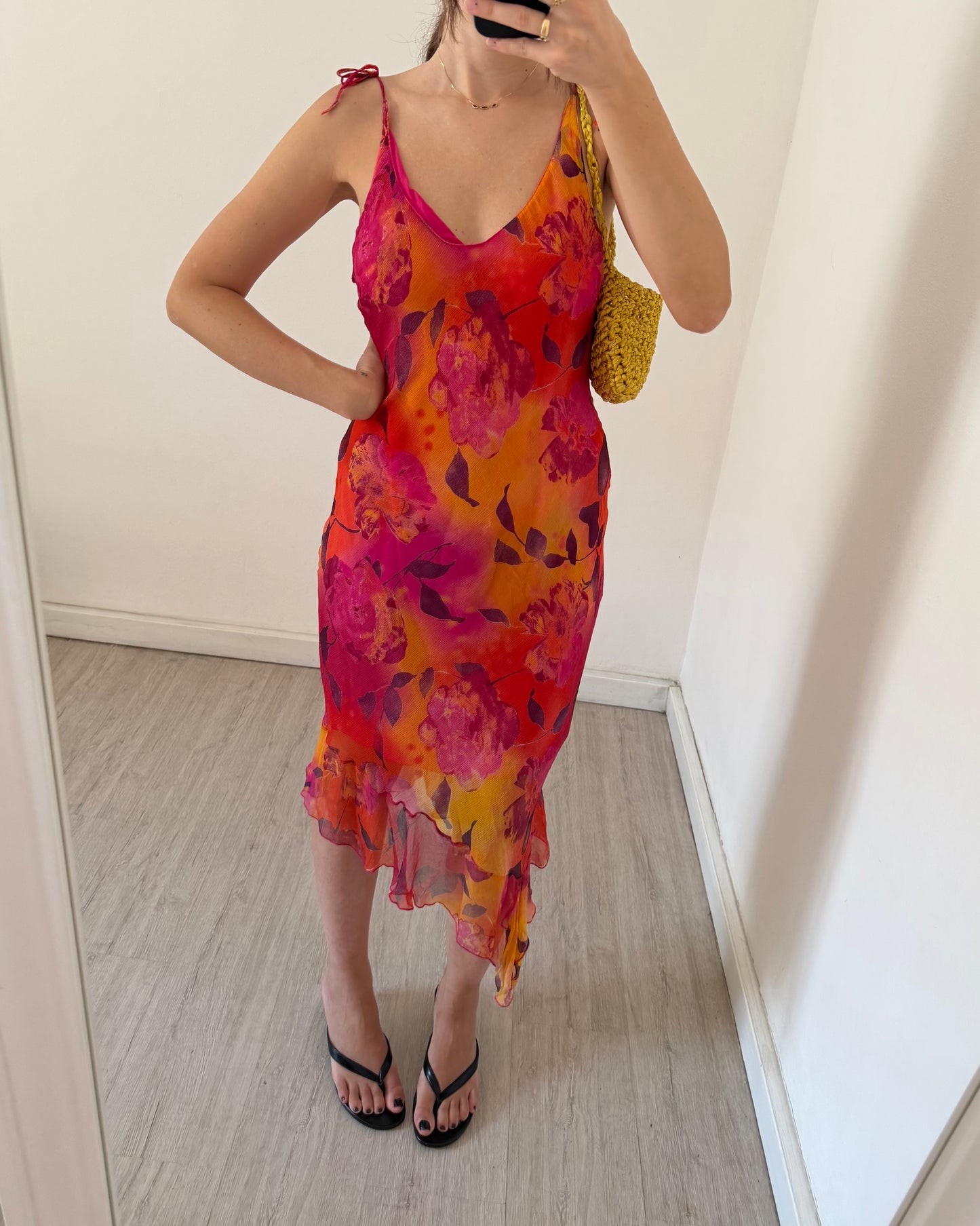 Pure silk asymetric dress