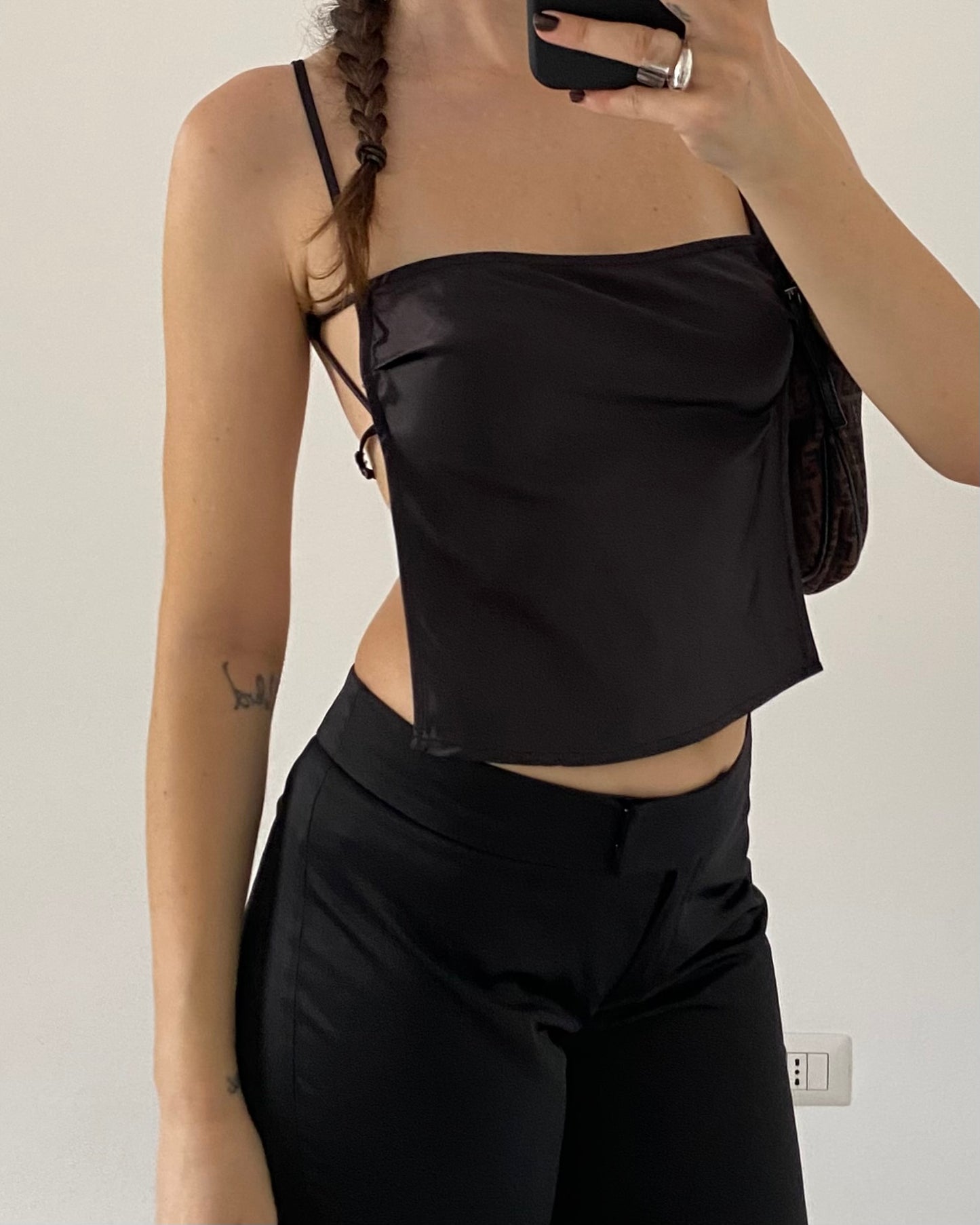 Satin straight leg trousers