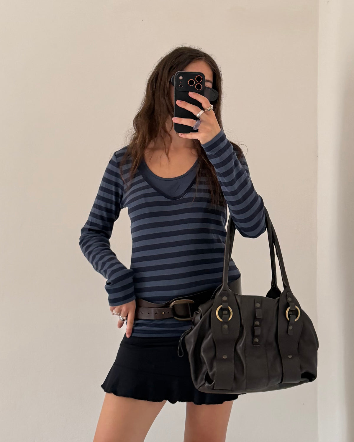Striped long sleeves top